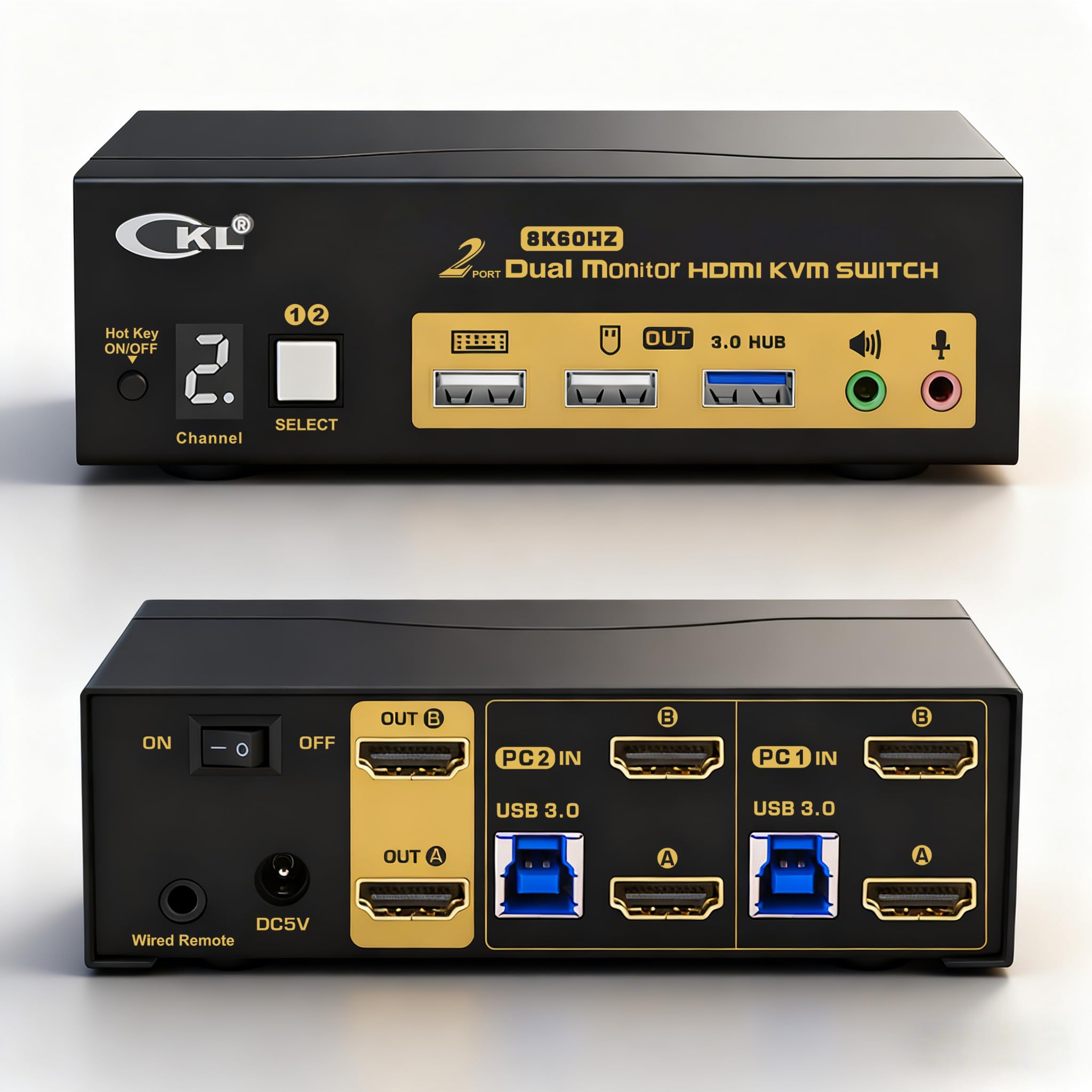CKL Switch KVM HDMI 2.1 8K (2 computer 2 monitor con EDID)