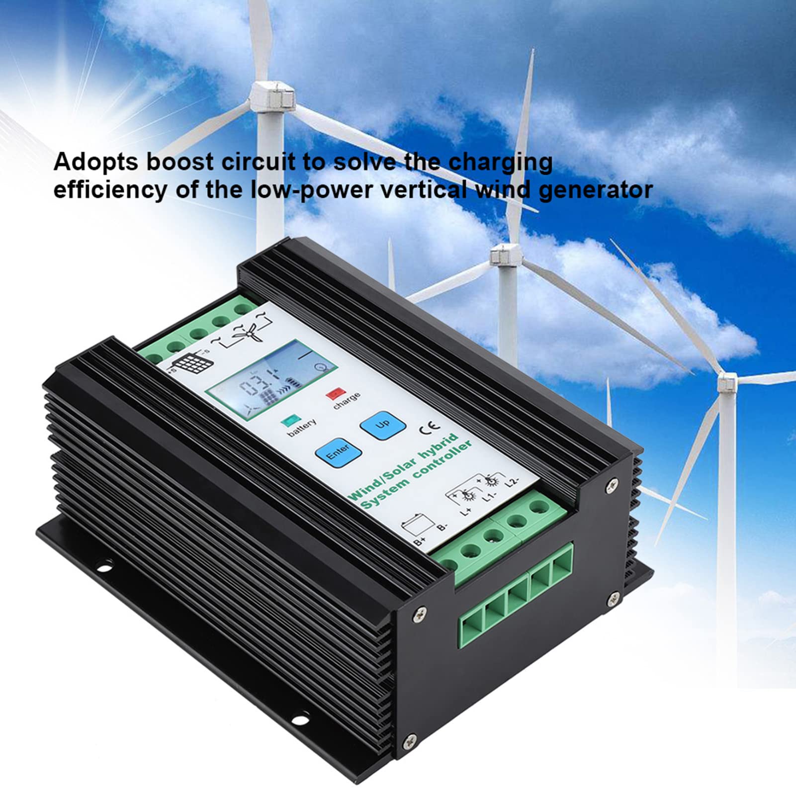 Hybrydowy kontroler solarny, 12 V/24 V, cyfrowy, inteligentny regulator ładowania z obwodem doładowania i wyświetlaczem LCD do systemów wiatrowych 400 W Solar 800 W