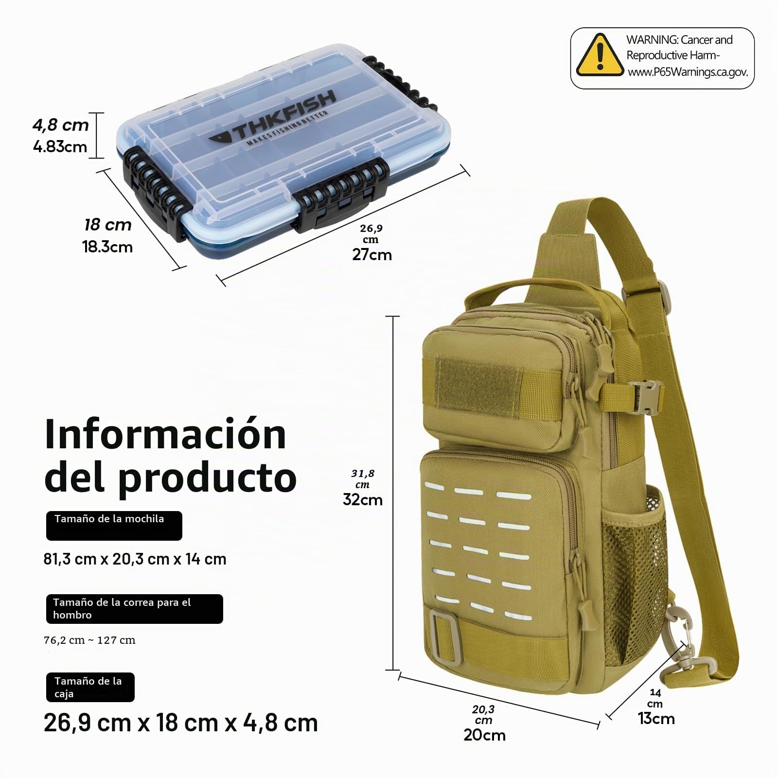 THKFISH Bolsa de Pesca Impermeable con Caja, Mochila y Bolsa de Hombro para Equipo, Camuflaje, Deportivo