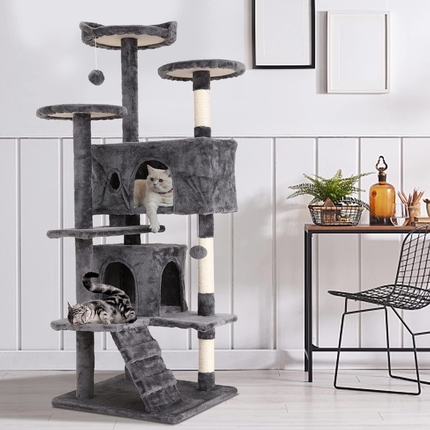 Cat Tree 54" Cat Tower for Indoor Cats MultiLevel Cats