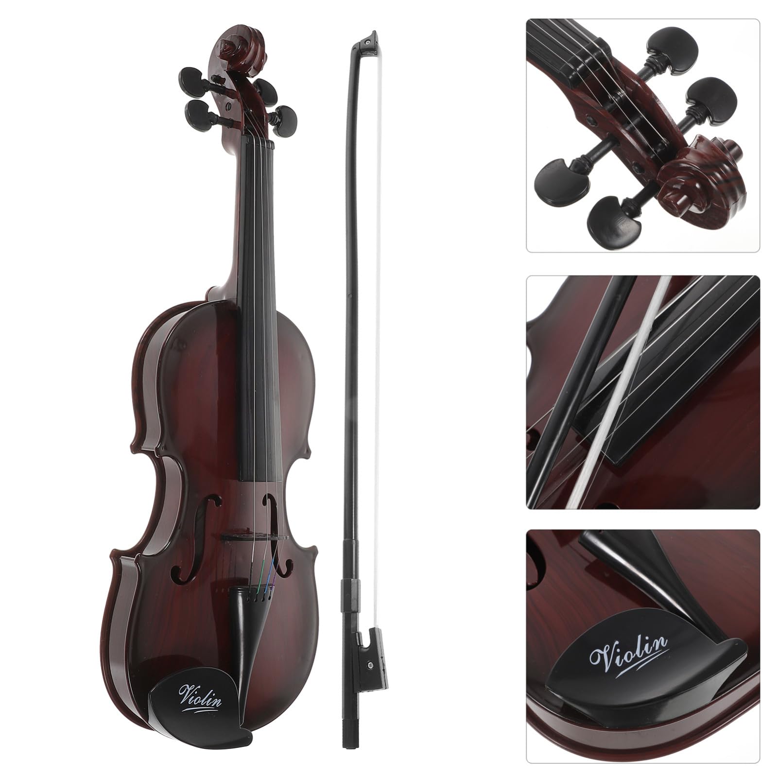 Violino Giocattolo Musicale per Bambini Marrone in Plastico | Forma Mini, Stile Piccolo e Delicato, Regalo per Compleanno, Strumento Educativo in Miniatura