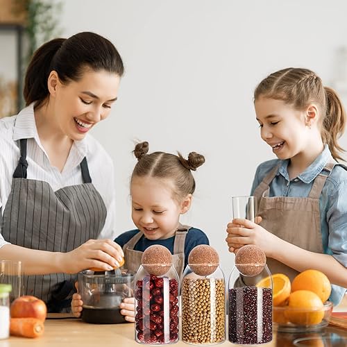 Miniatura 7 de 3 tarros de vidrio de corcho, frasco sellado, frutos secos, tarro de almacenamiento de granos de café, recipiente de vidrio con bola, botellas de