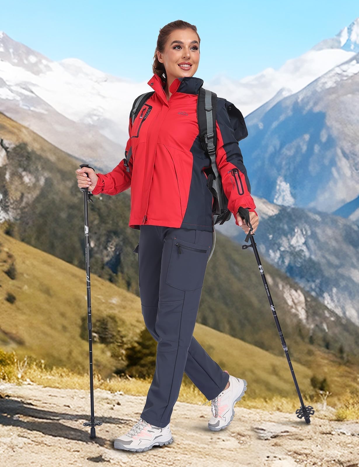 GymBrave Pantaloni Softshell Invernali Donna Impermeabili Imbottiti con Tasche a Zip per Trekking e Sci, Calda Pantalone da Esterno