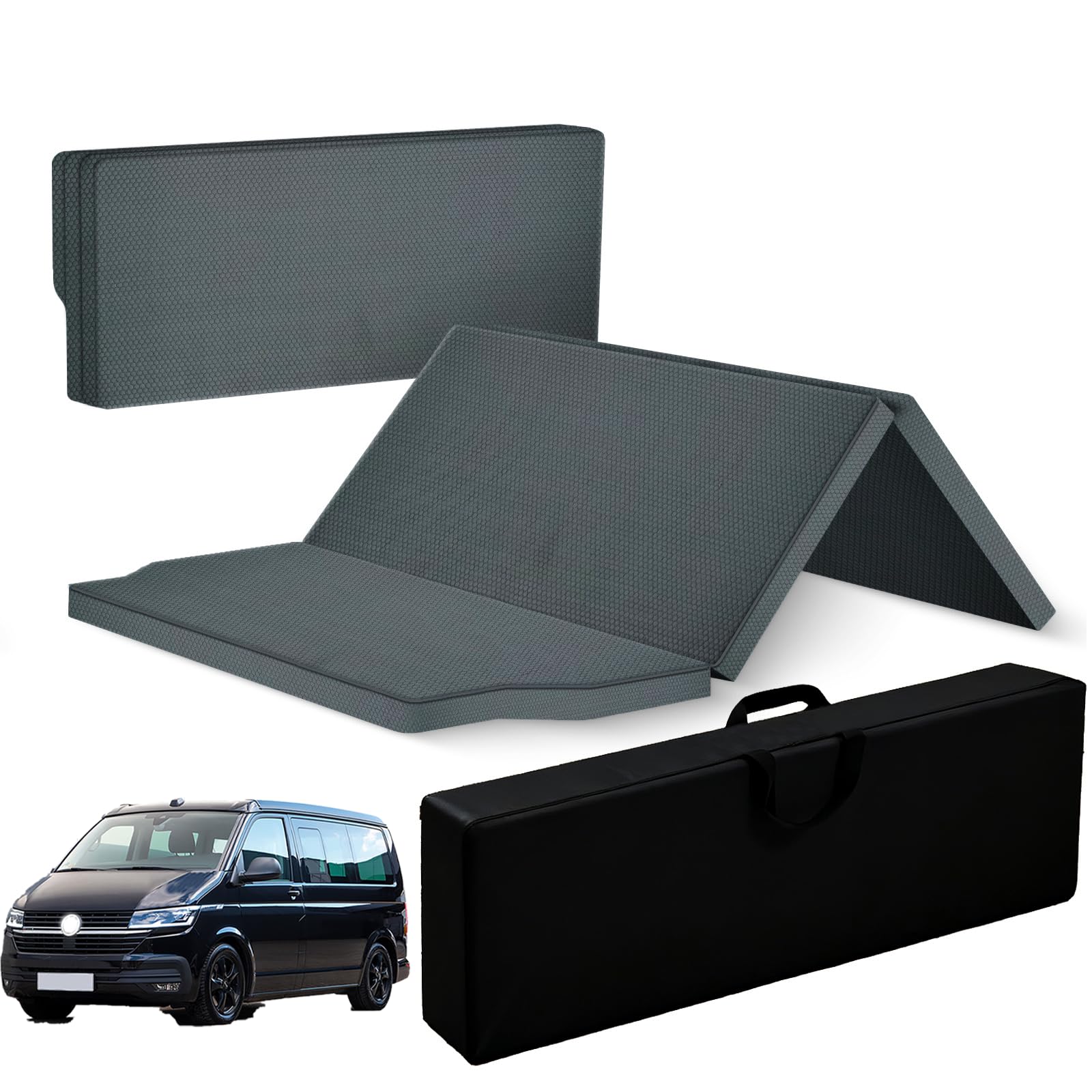 Dicke warme atmungsaktive Faltbare Fahrzeugmatratze kompatibel mit VW T32 T4 T5 T6 T6.1 T7 Multivan California Beach Caravelle und Transporter 186 * 148 * 8cm Wohnmobil Camper zubehör