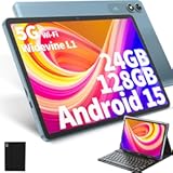 Android Tablet with Keyboard&comma; Android 15 Tablet 10 inch with 24GB&plus;128GB&comma; 1TB Expand&comma; 8-Core&comma; 8000mAh&comma; 5G WiFi&comma; Widevine L1&comma; GMS&comma; with Case&comma; Keyboard&comma; Mouse&comma; Stylus&lpar;Black&rpar;
