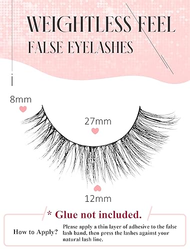 Miniatura 5 de Pestañas postizas naturales, pestañas postizas naturales, pestañas postizas, pestañas postizas, paquete de 10 pares de 0.472 in, lirio de cala