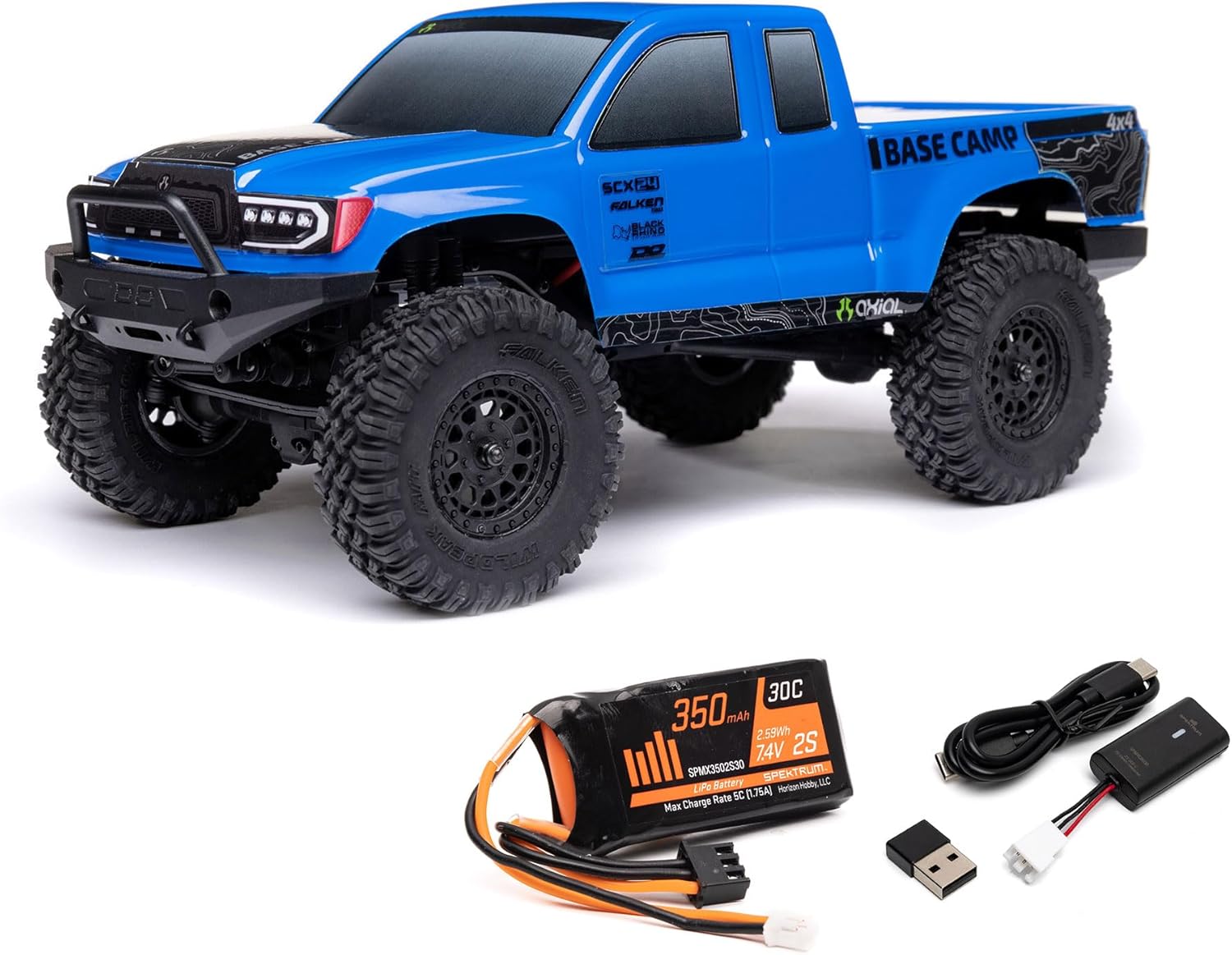 Axial RC Truck 1/24 SCX24 Base Camp 4x4 Rock Crawler Brushed RTR (Everything Needed to Run is Included) - Blue