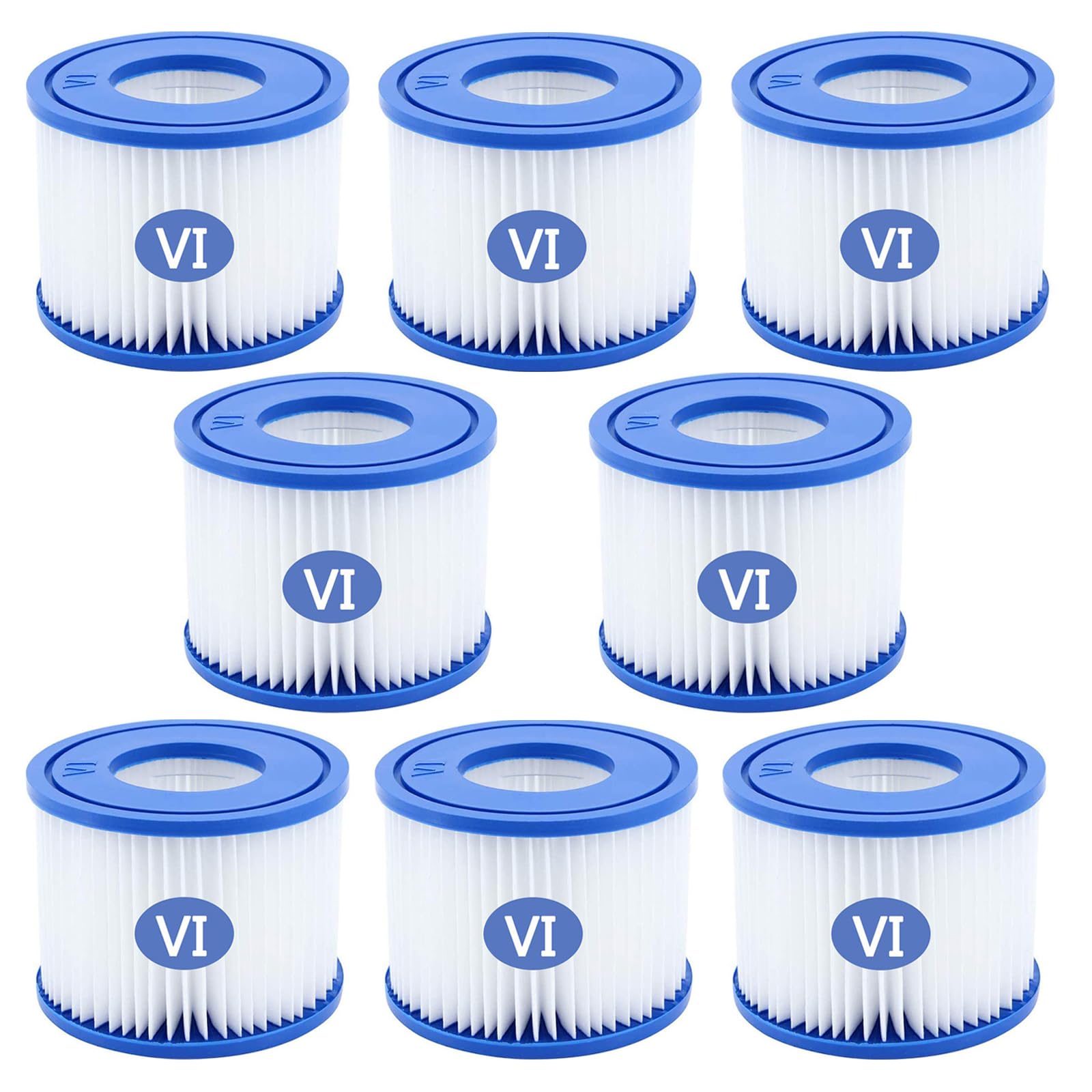 8 Pezzi Cartuccia Filtro per Piscina Tipo VI, Cartucce Filtranti per Piscina Bestway Ricambio per Filtro per Pulizia Piscina Filtro Whirlpool per Lay Z Spa Miami Vegas Monaco