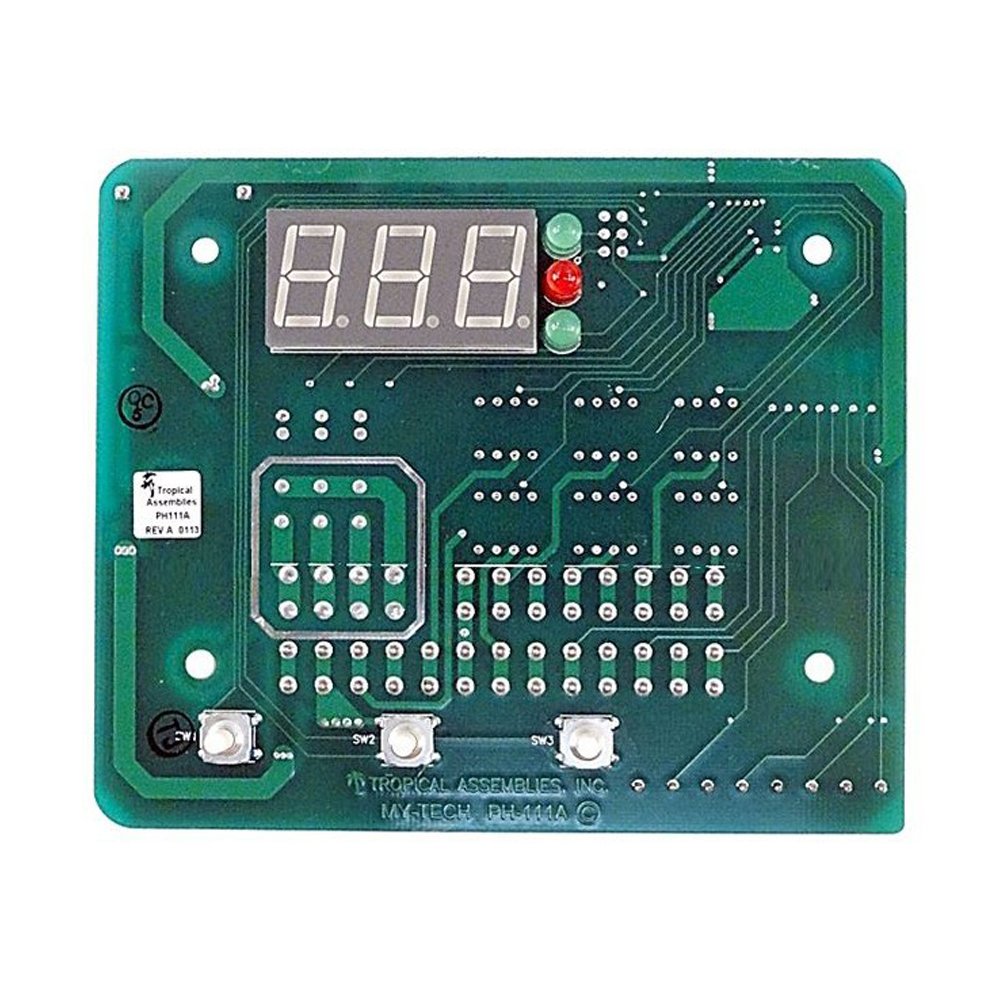 Raypak H000029 Digital Control Board, front view with digital display and circuit pathways.