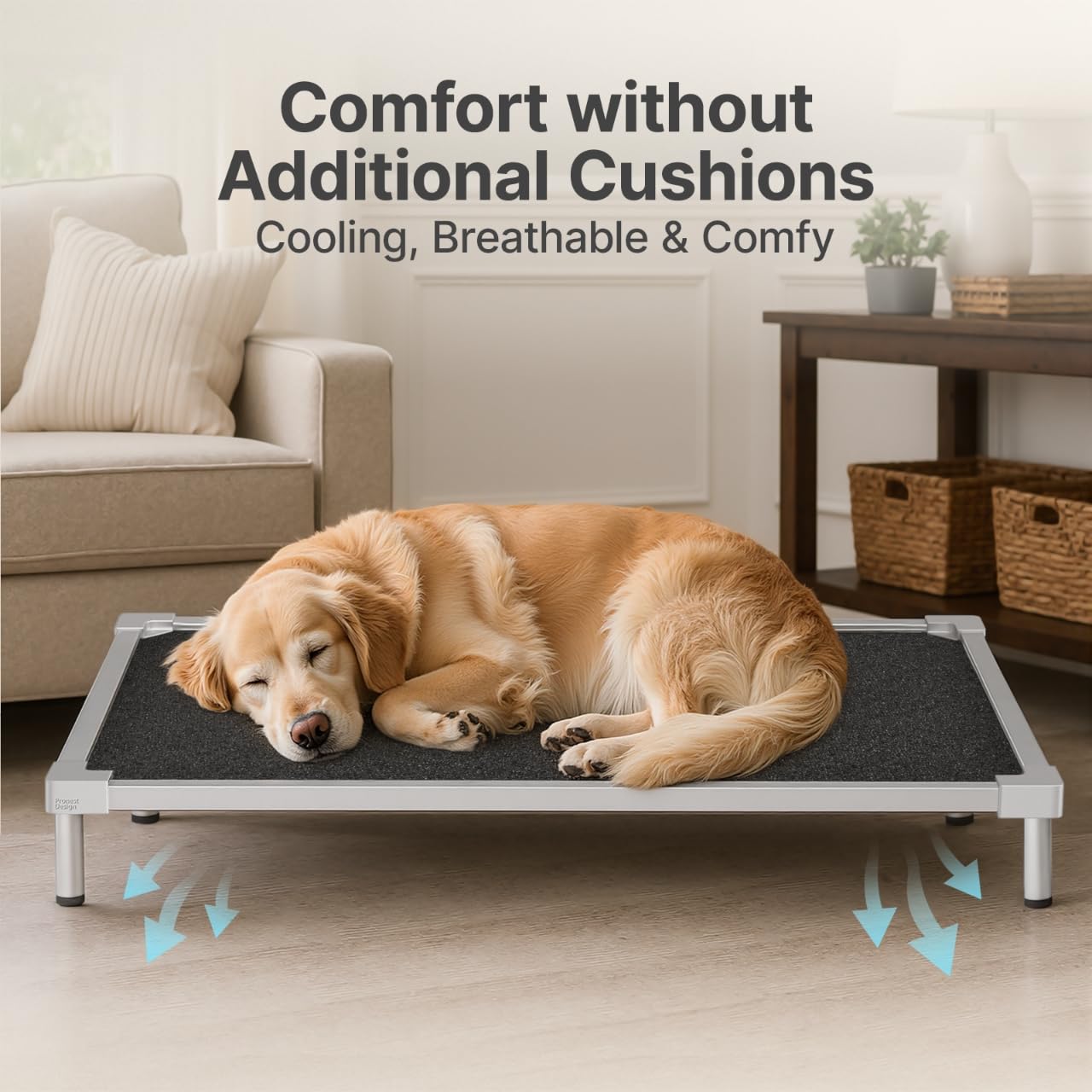 Pronest Elevated Dog Beds Large Sized Dog, Chew Proof Aluminum Alloy Heavy Duty Dogs Supplies Cooling Raised Pet Cot Indestructible with Anti-Rust Washable Assembly for Crate Outdoor-48.4"x 32.7" x 7" - image 6