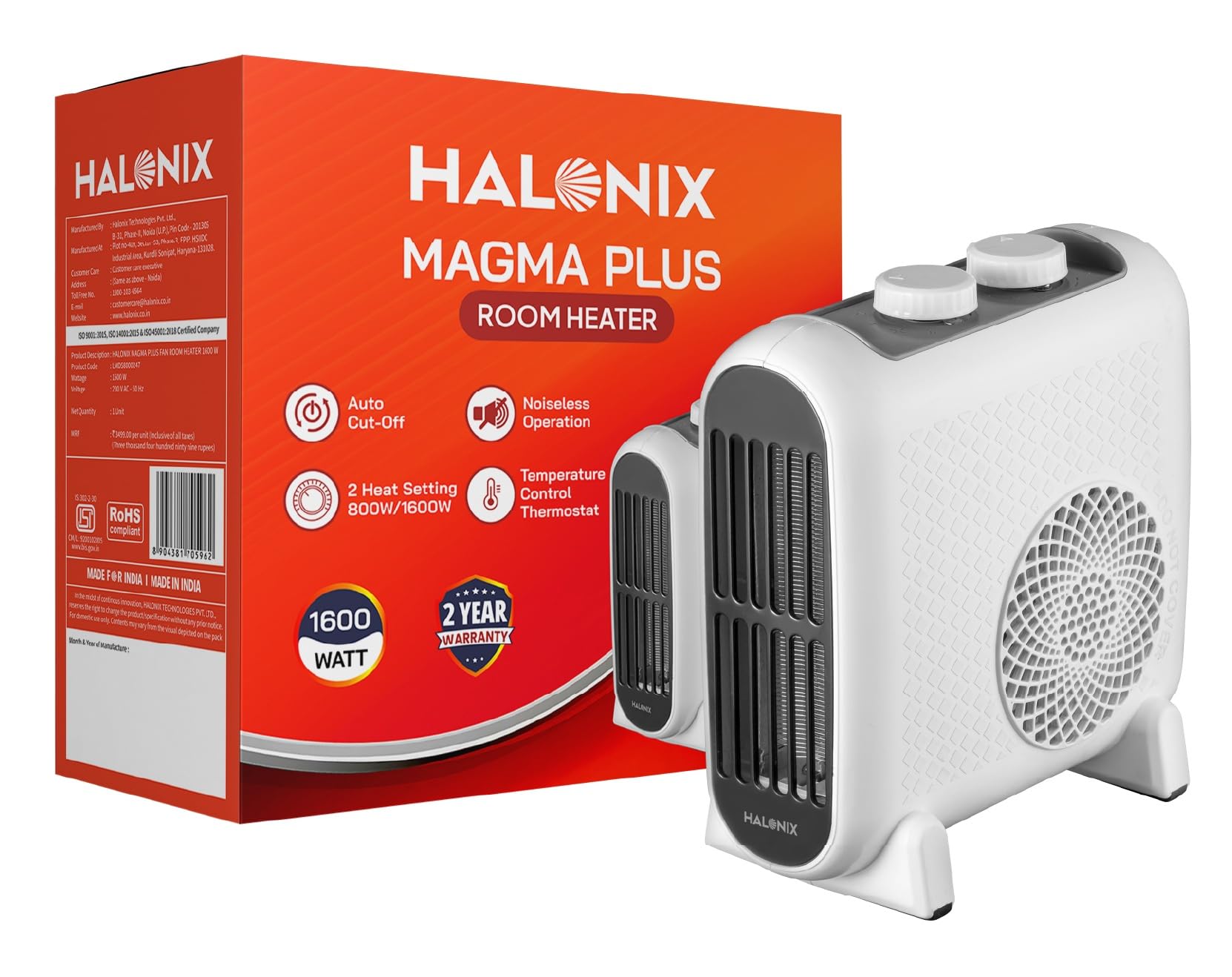 Halonix Magma Plus 1600W Fan Room Heater | SI Certified | 2 Heat Setting | Auto Cut-Off Safety | Noiseless Operation | Energy Efficient | 2-Year Warranty-image-14