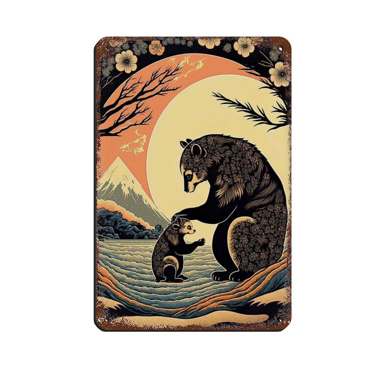 Lxwnze 20L X 30W Cm Mama Bear And Baby Bear, Tin Sign Vintage Metal Pub Club Cafe Bar Home Wall Art Decoration Poster Retro 8X12inch(20X30cm)