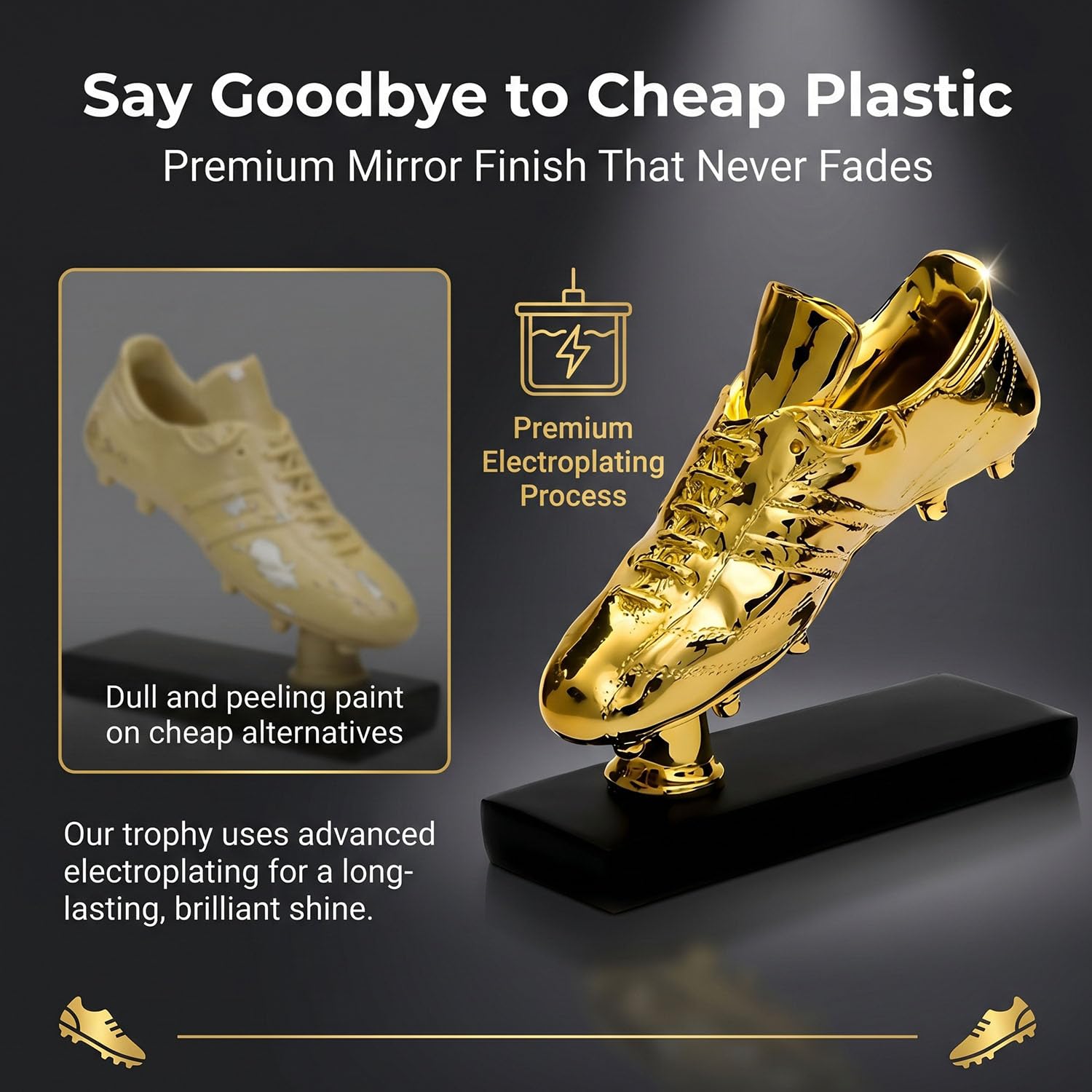 Réplica Trofeo Bota de Oro, Trofeo Golden Boot de Resina, Regalo Fútbol Máximo Goleador, Recuerdo de Fútbol para Jugadores Fans Entrenadores, Adorno Escritorio