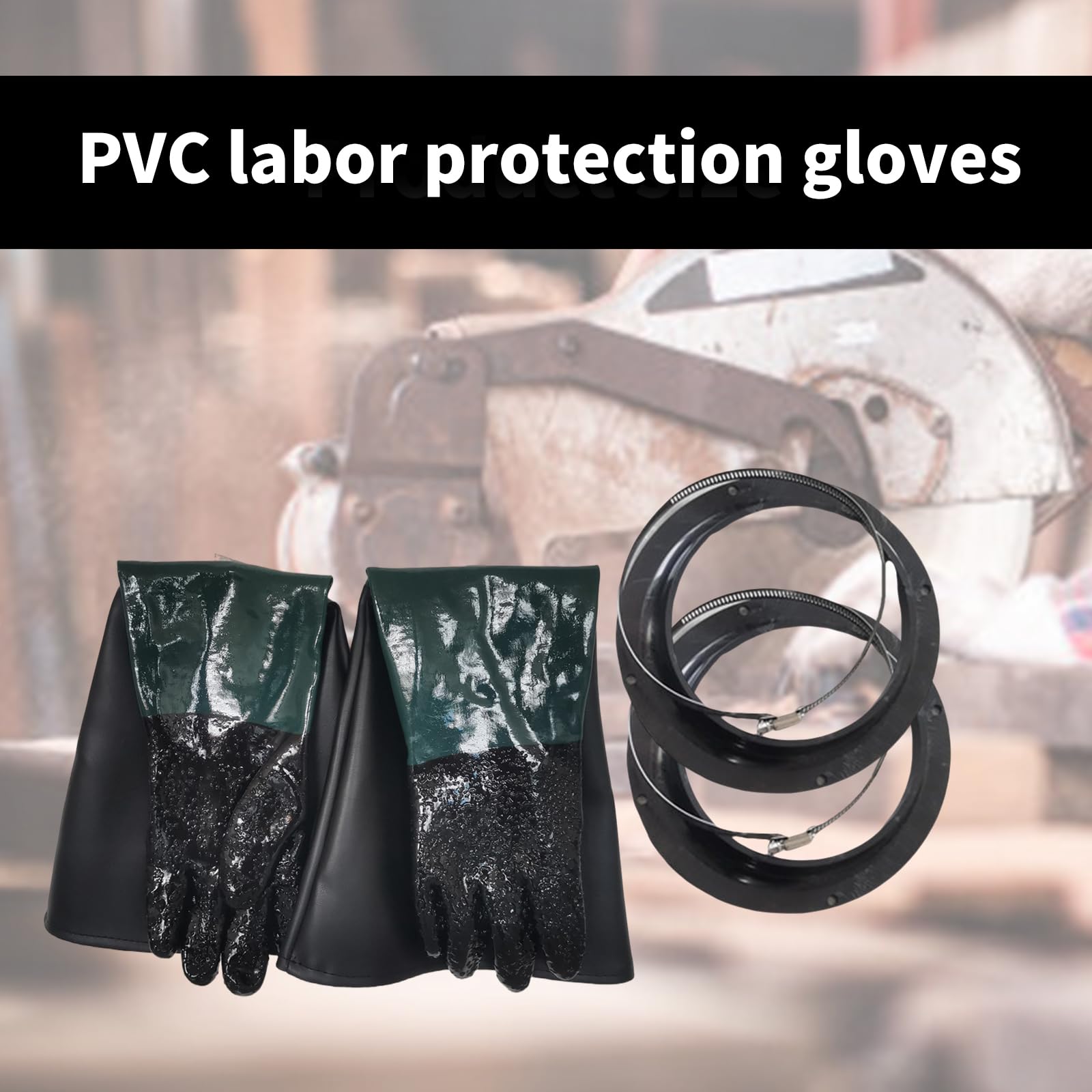 Gants de sablage à poignée de particules avec de gants pour armoires de sablage et manipulation de produits chimiques