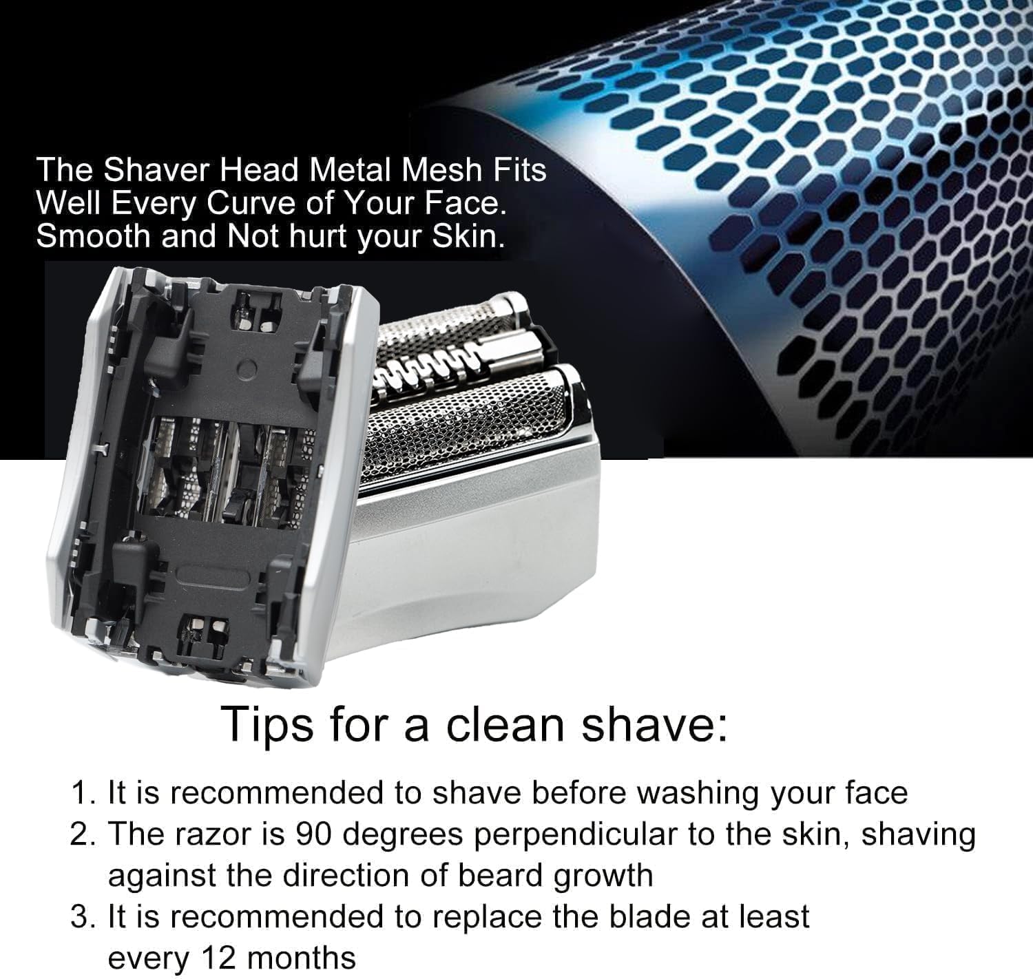 70S Series 7 Replacement Head Compatible with Braun Series 7 Replacement Head,70s Blades for Braun S7 Wet and Dry Replacement Blades for Electric Foil Shaver 720,750CC, 760CC,790CC,9565