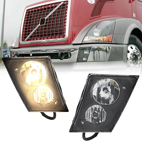 Faro antiniebla compatible con Volvo VN VNL 630 670 730 780 2003-2017 Pares de lámparas halógenas de repuesto para camión, negro, lado izquierdo del