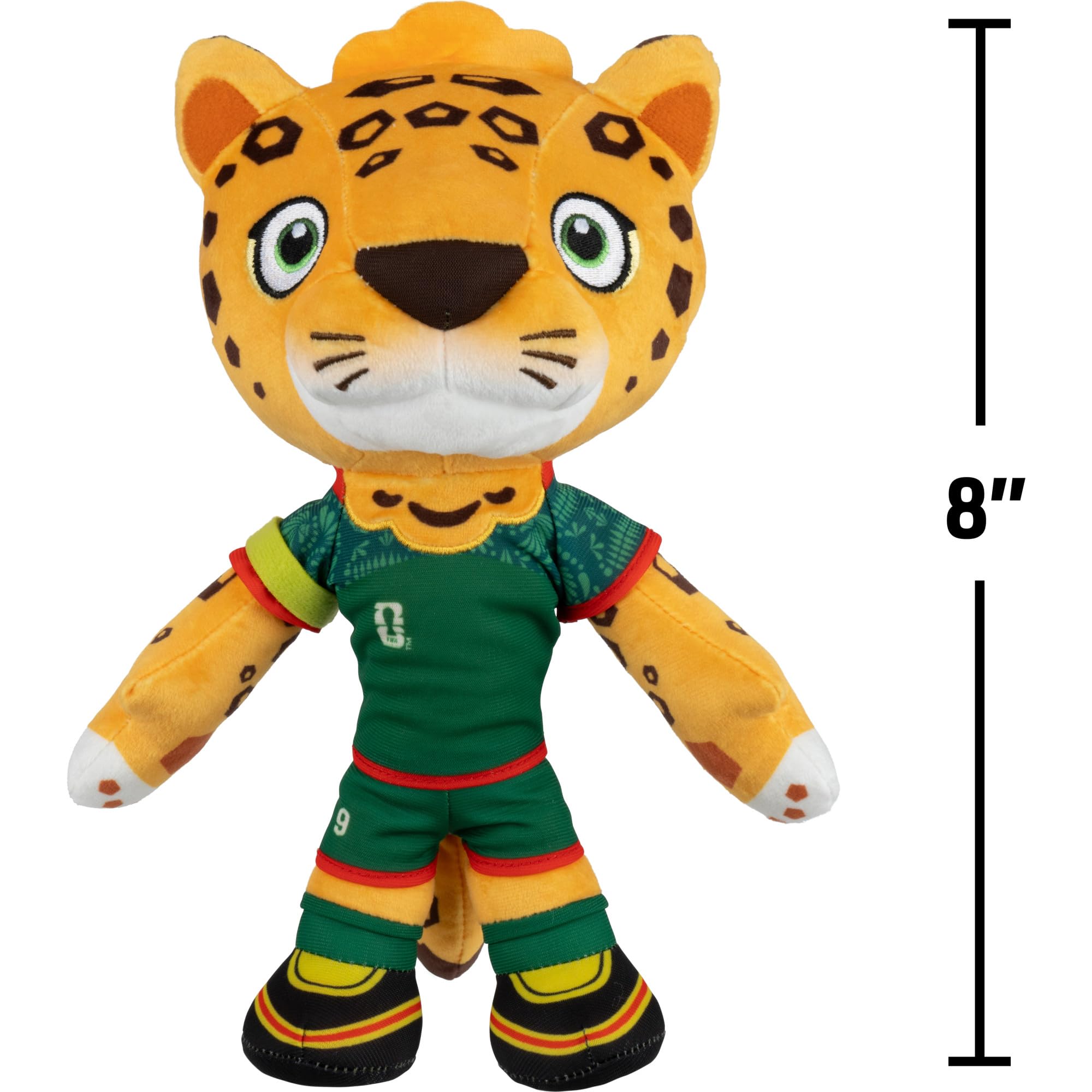 Jazwares FIFA® World Cup 2026 Mexico 8-Inch Plush - Official Zayu™ the Jaguar Mascot with Green Uniform, Soft Collectible Toy for Fans - Ages 3+ - 5