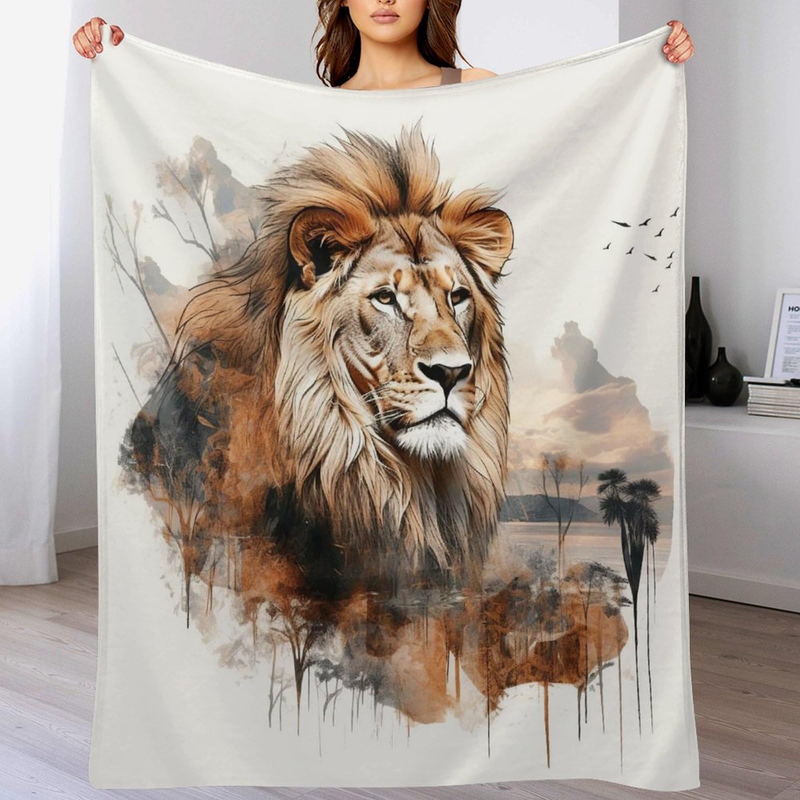 Plaid lion 3D couverture flanelle 130x150 cm, le cadeau idéal pour la maison