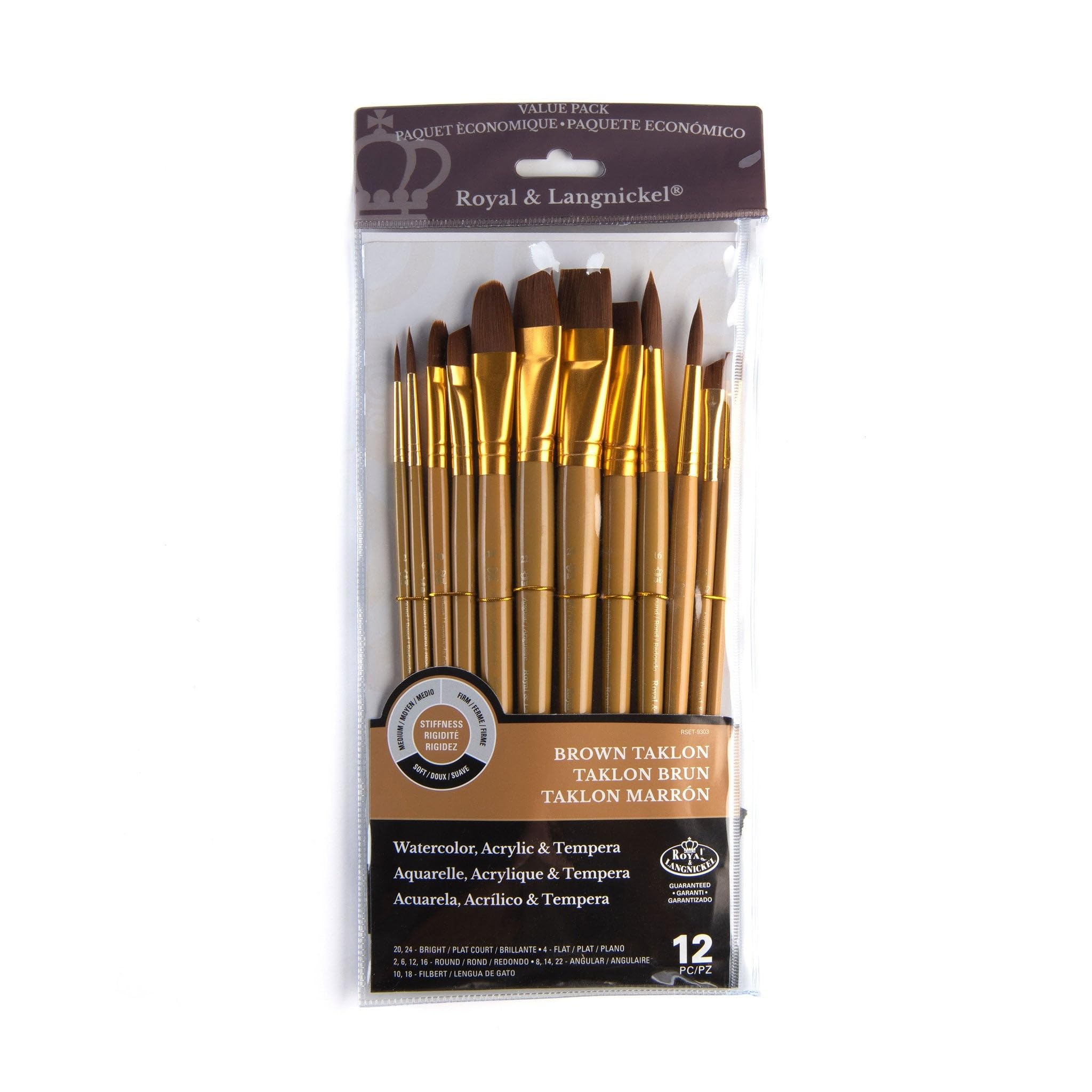 Royal Brush Manufacturing Royal and Langnickel Zip N' Close 12-Piece Brush Set, Soft Brown Taklon