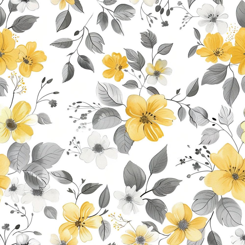 Papier Peint Adhesif Mural Lavable Motif Fleurs Aquarelles