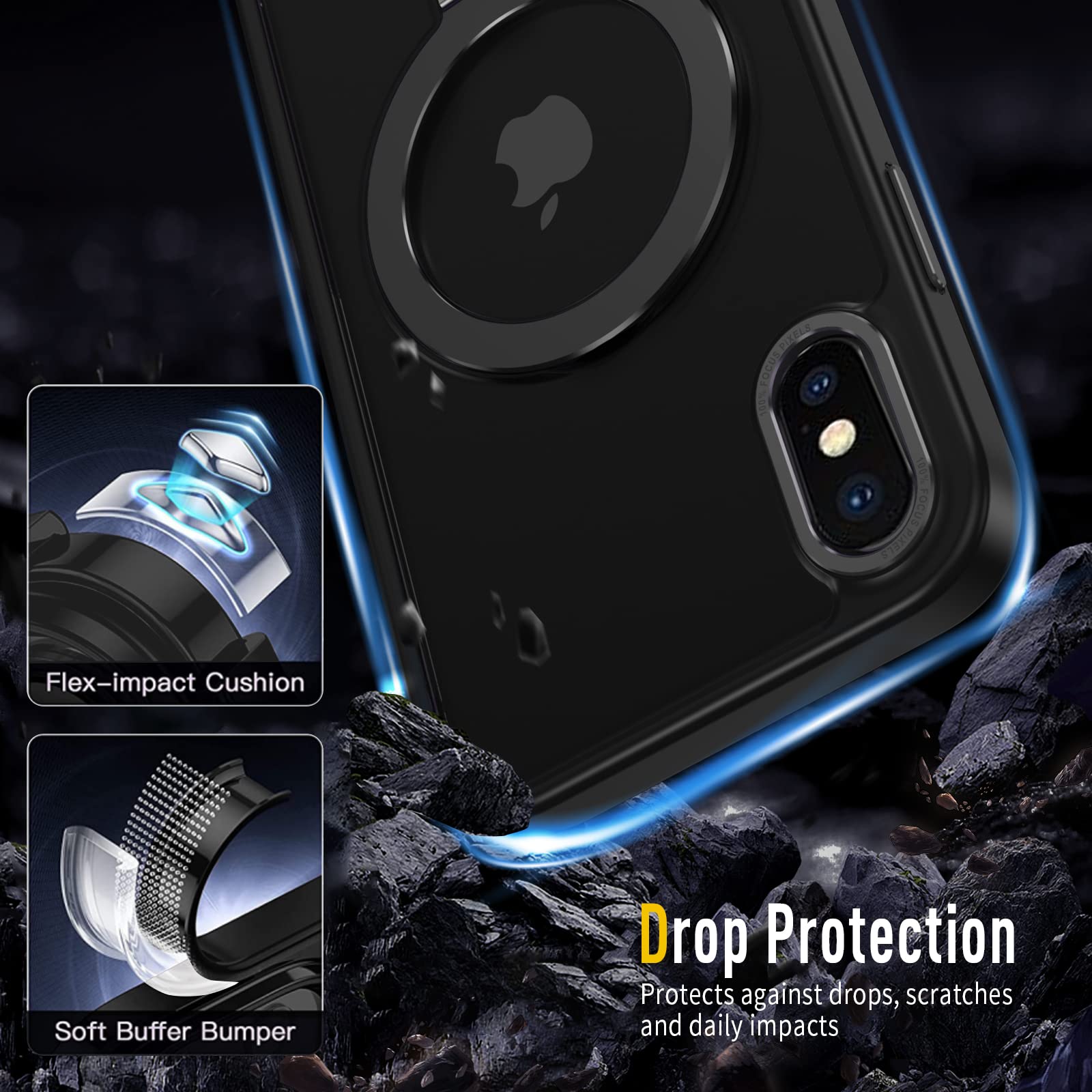 XTCASE iPhone XS Max için kılıf, Magsafe ile uyumlu, mat cep