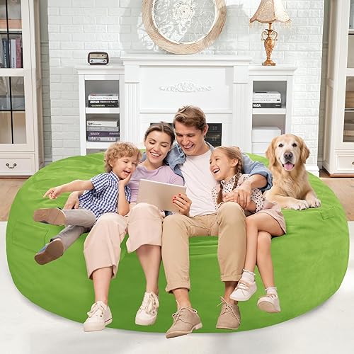 Miniatura 51 de Homguava Sillón tipo puf de 4 pies: Pufs de 4' con espuma viscoelástica rellena, grandes sillones tipo puf, sofá suave con funda de terciopelo Negro