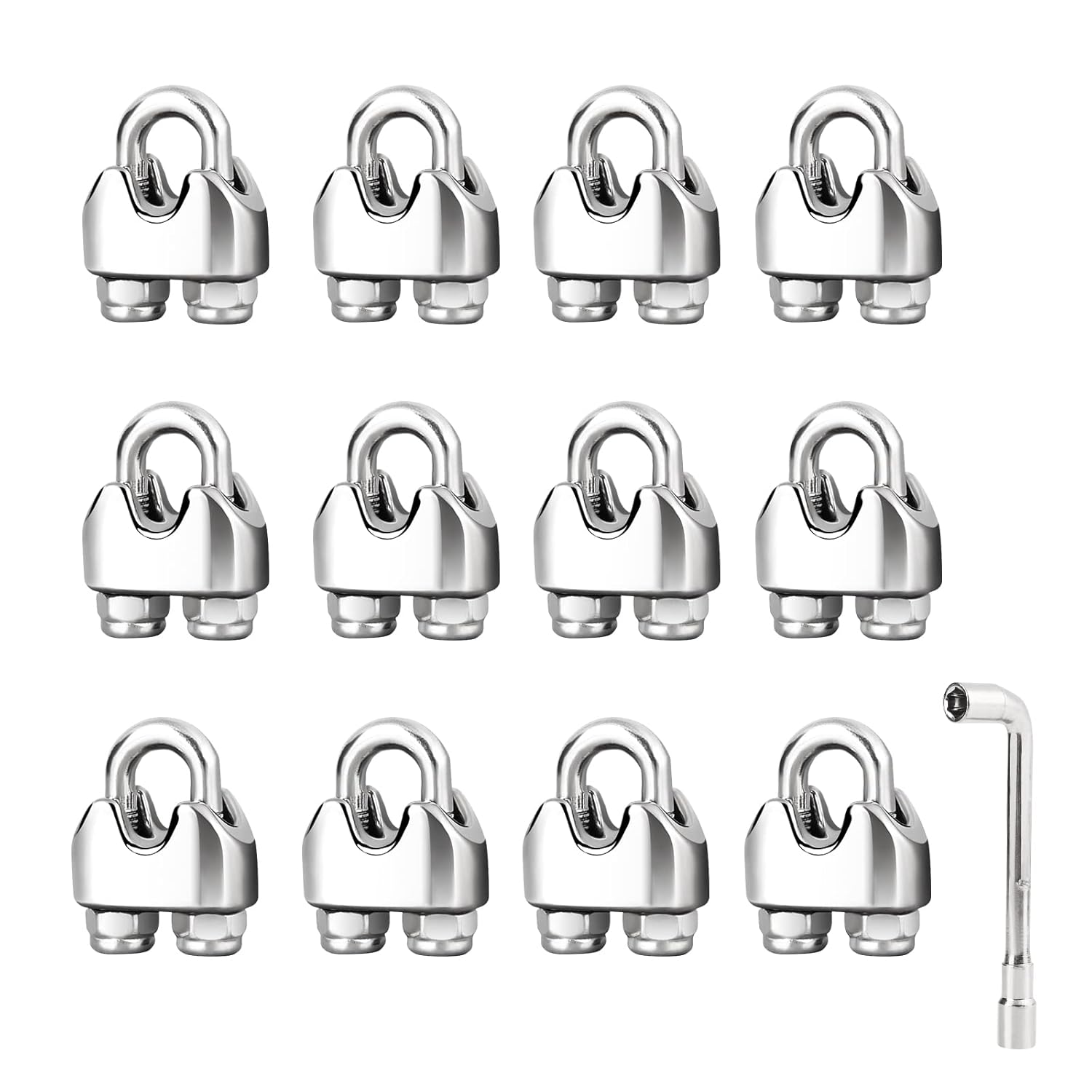 TooTaci M4 Wire Rope Clip Clamp,12pcs Stainless Steel Cable Clamp 4mm