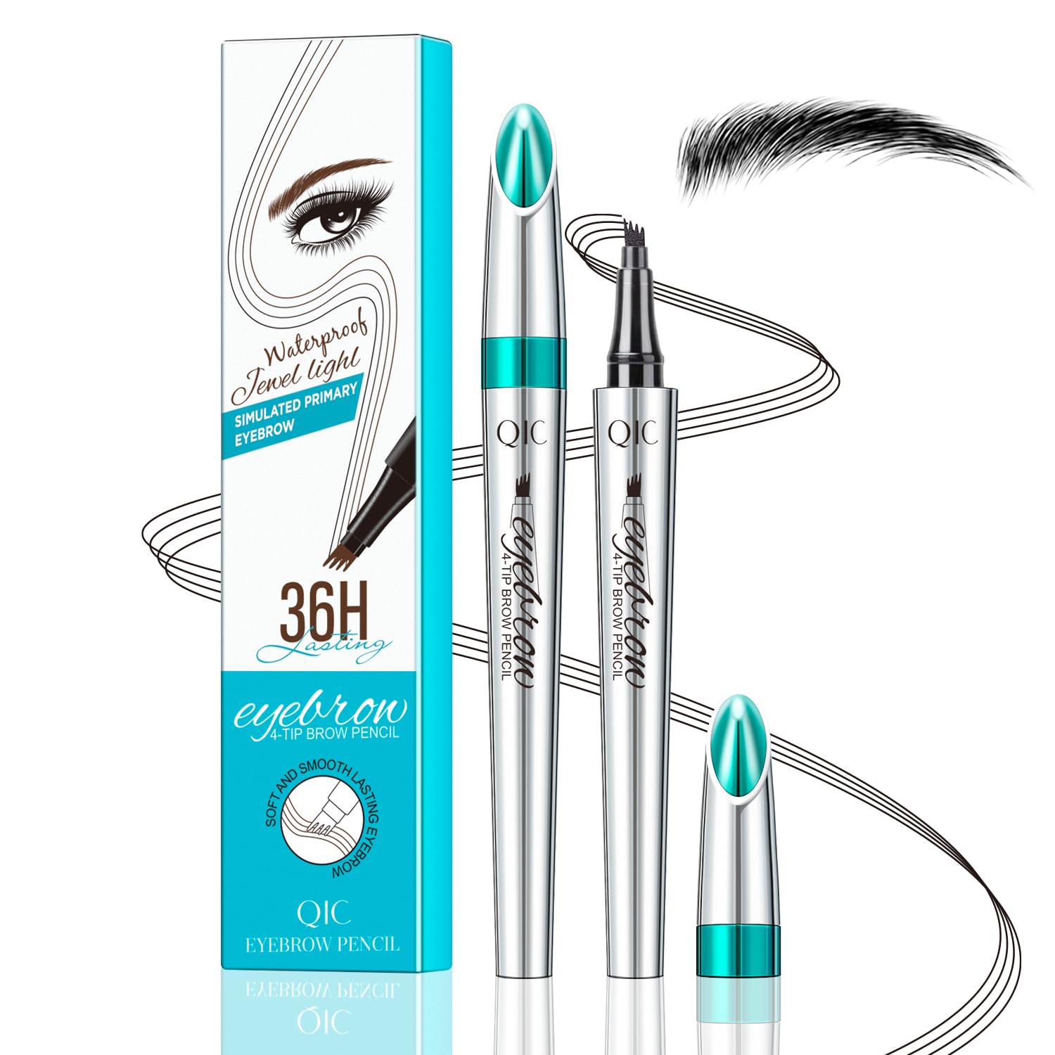 Eyebrow Pencil, Waterproof Eyebrow Pen for Long Lasting Makeup Highly Pigmented Smudge Proof