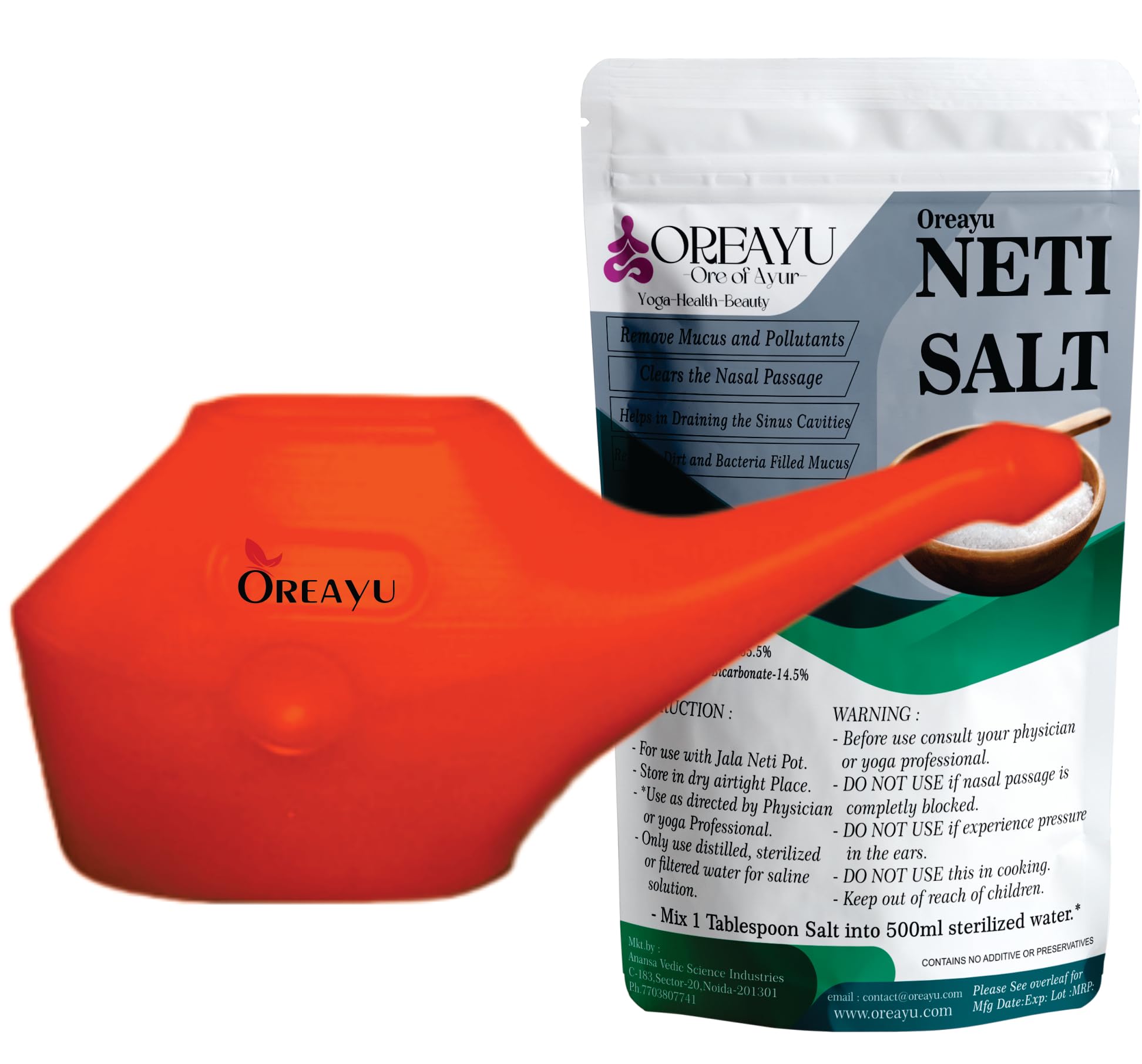 OREAYU™ Durable Unbreakable Plastic Jal Neti Pot/lota for Sinus Congestion With 200gm Neti Salt (Pack of 1-Orange) (B0B9ZKQV2X) Amazon Price History, Amazon Price Tracker