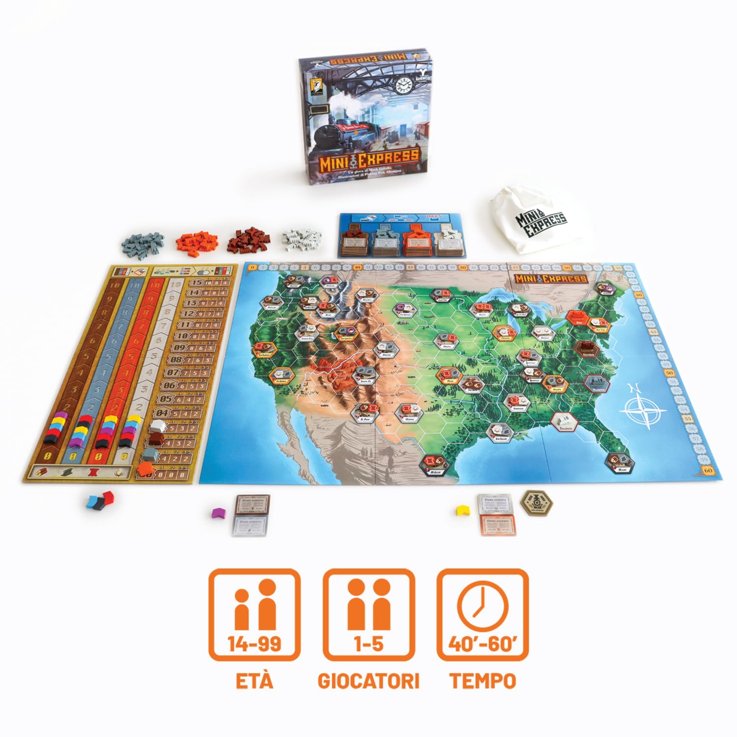 Mini Express - Gioco da Tavolo per Adulti e Ragazzi dai 14 Anni - Gioco di Strategia - 1-5 Giocatori - Durata 40-60min - Edizione Italiana