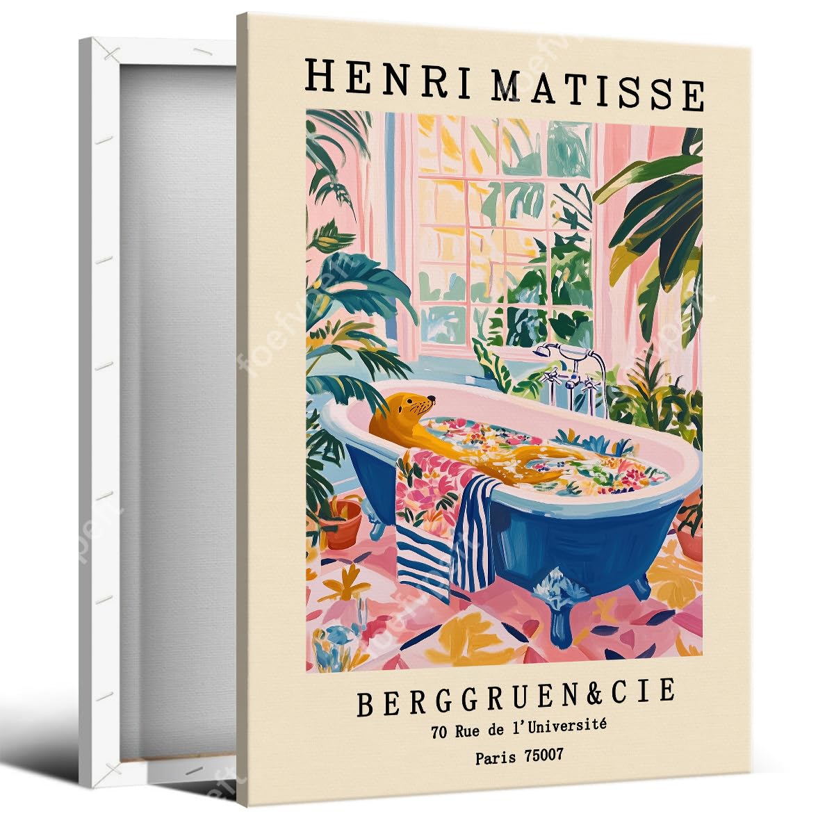 Tabby Cat On A Toilet, Henry Matisse Print, Pink Dopamine Decor, Mid