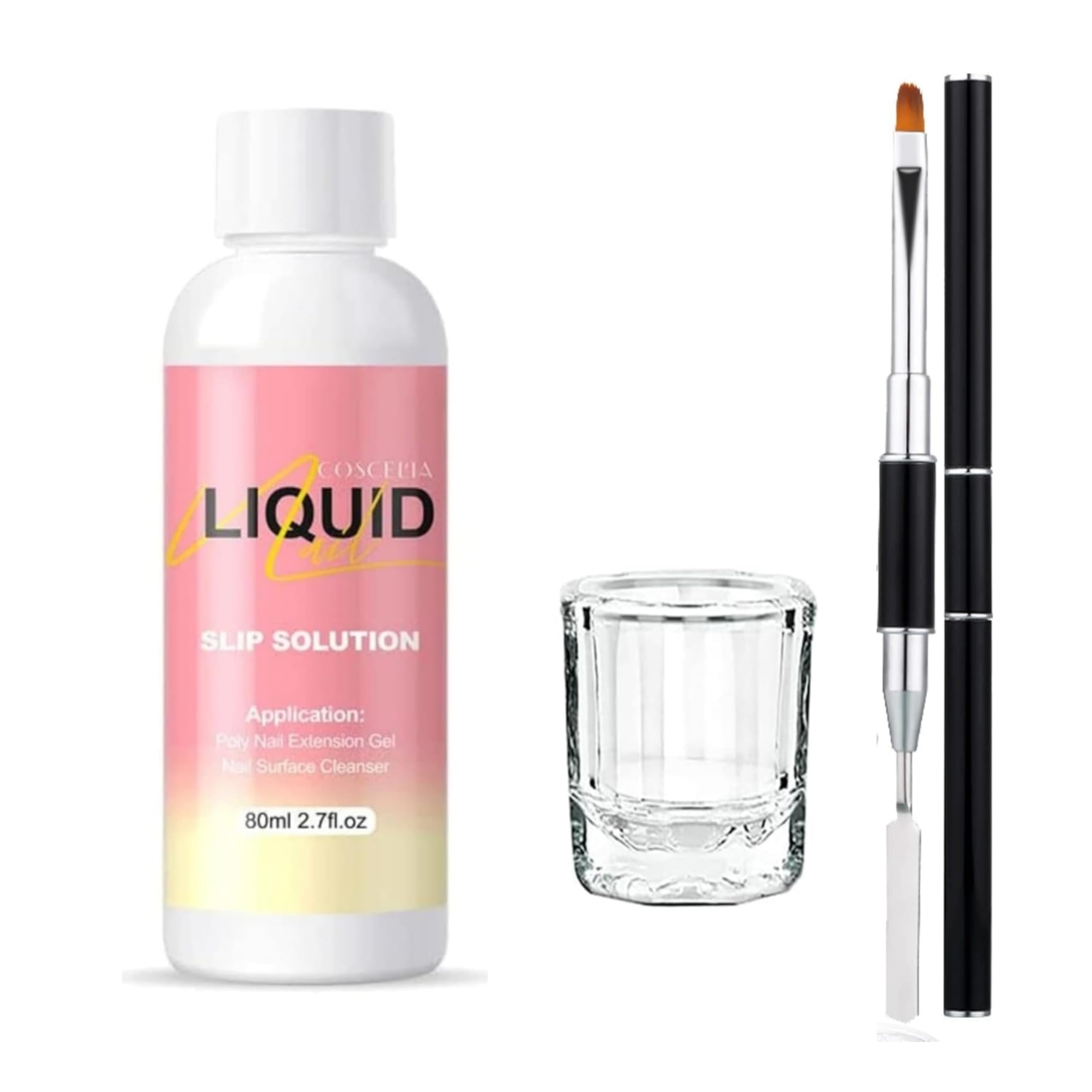 Kiyaan Nail Extension Gel Solution, Quick Poly Gel Slip Solution,Nail Extension Gel Liquid Solution, Nail Gel Liquid Extension Nail Gel Builder Liquid,for Nail Art DIY Nail Contains 80ml