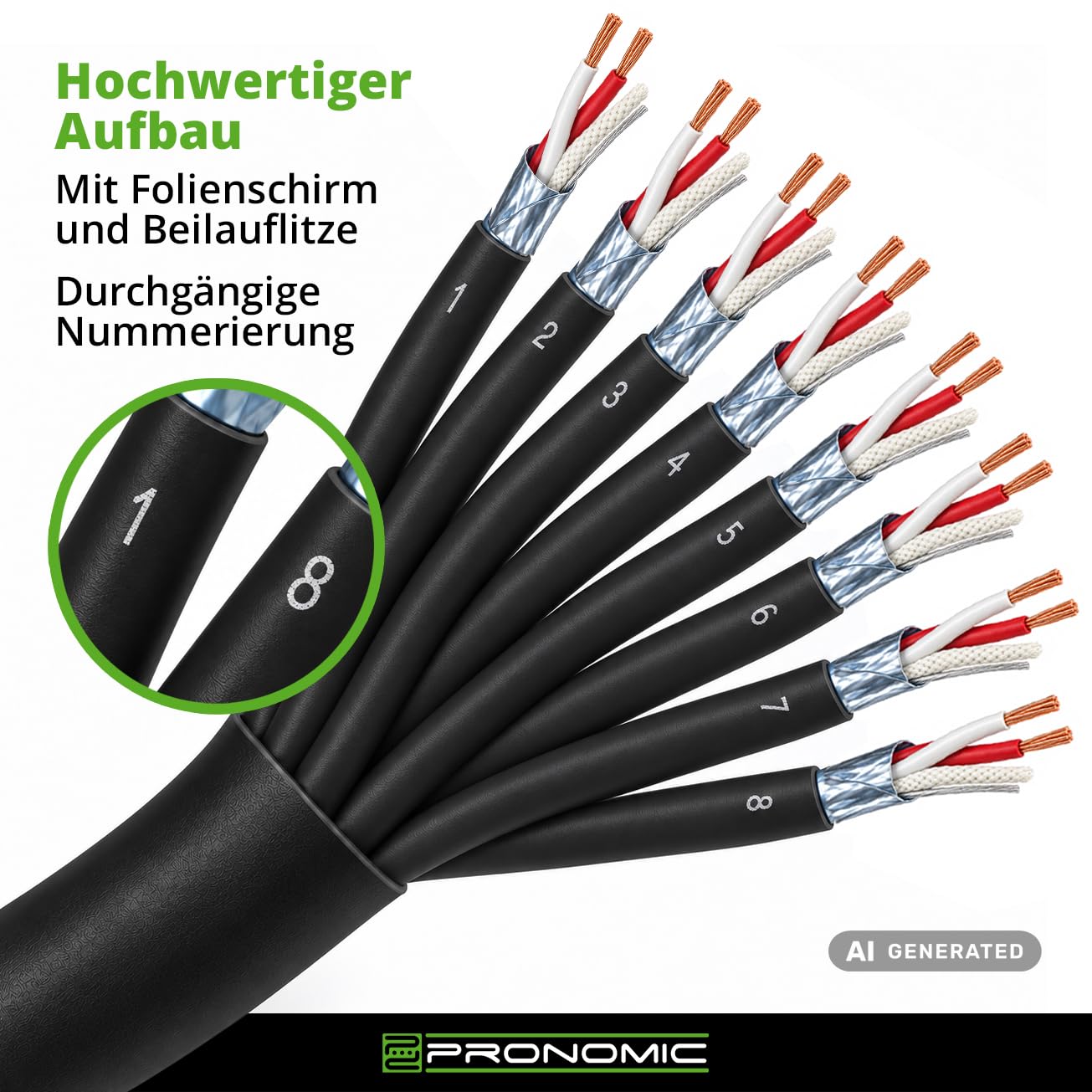 Pronomic MX8/0-100 Sub-Multicore kabel, 8-krotny, 100 m, towar sprzedawany