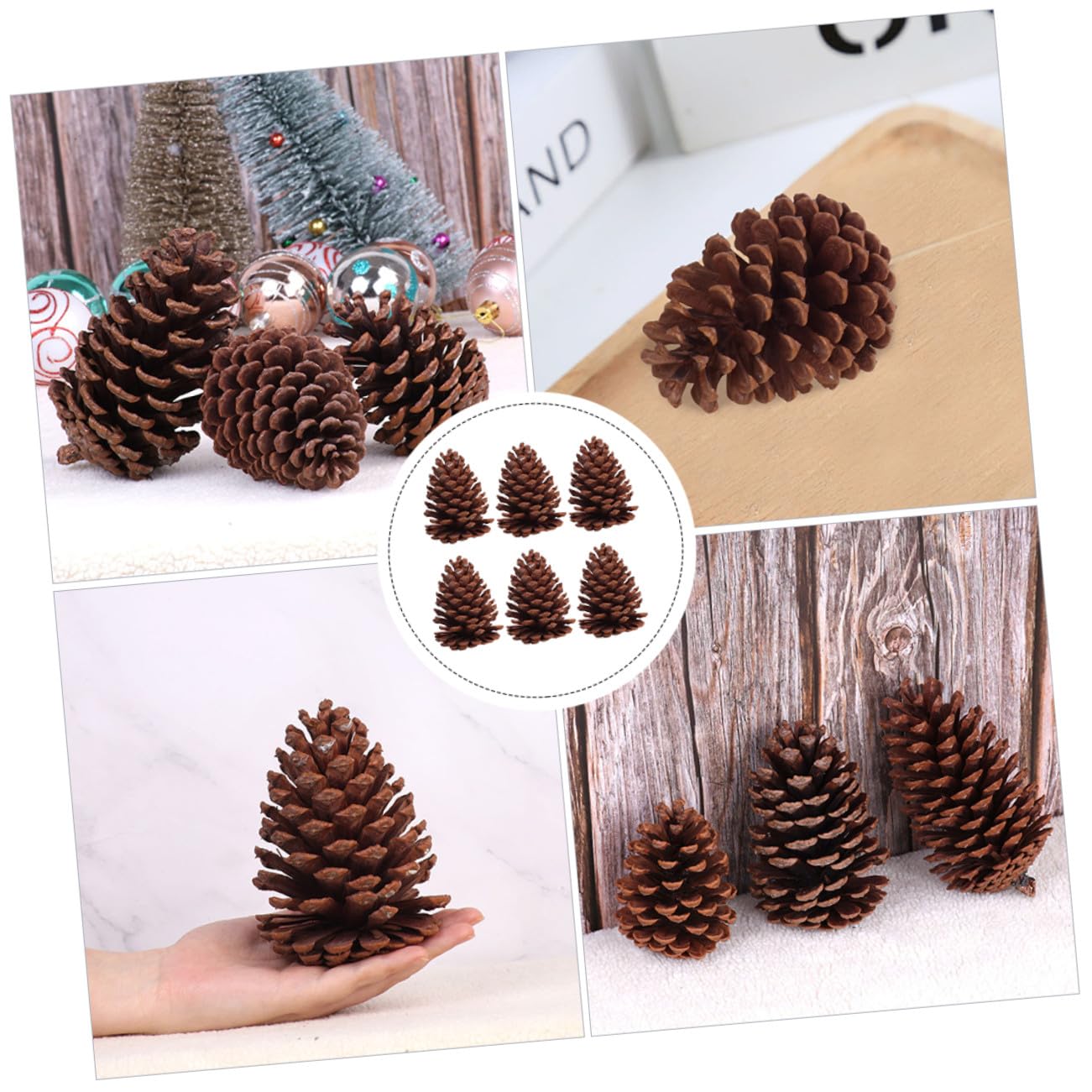 6 Piñas de Pino Secas para Árbol de Navidad o Sala, Adornos Navideños Naturales DIY