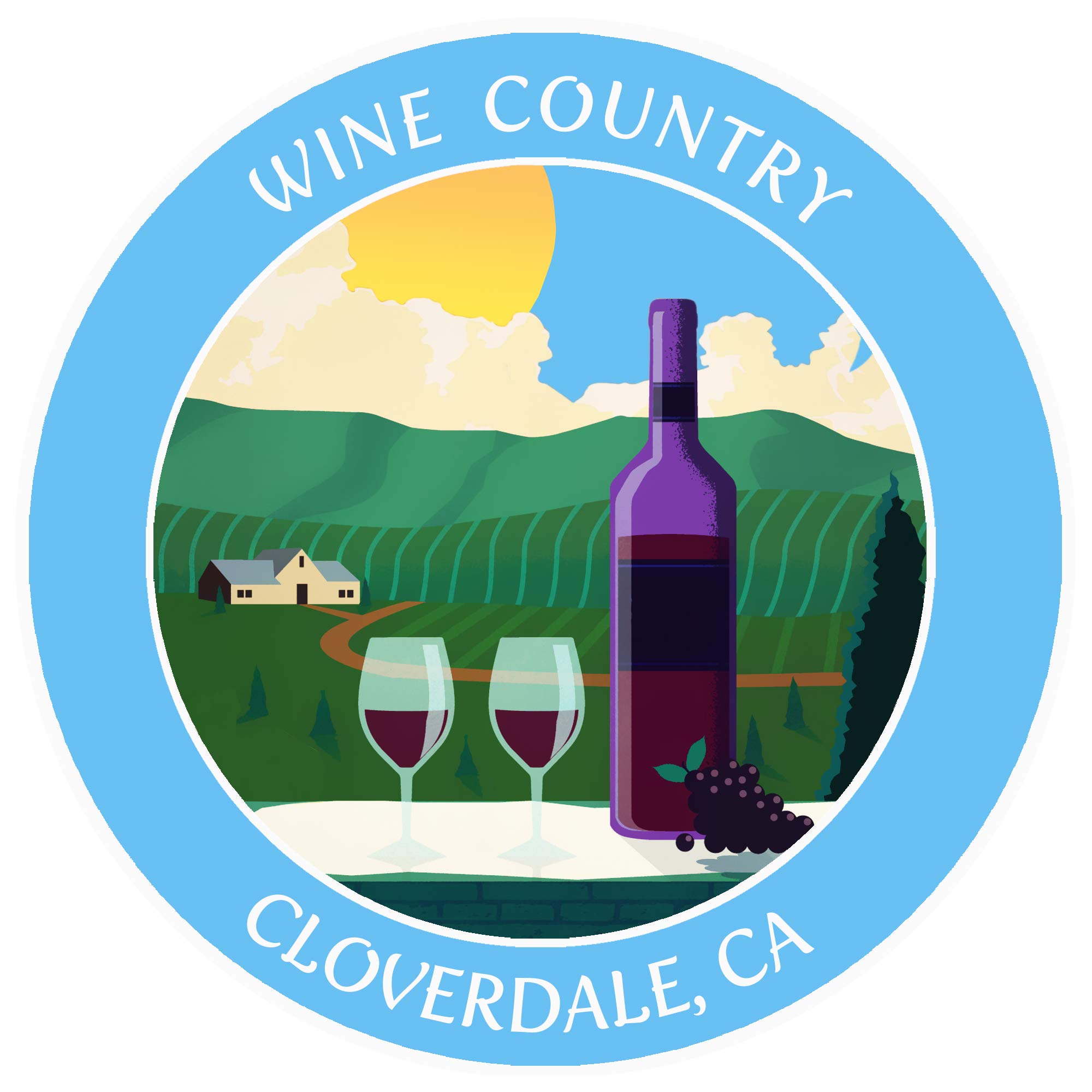 Vinyard - Wine Country - Cloverdale, California 3.5" DIY Stick On Vinyl Decal Vacation Adventure Theme Novelty Applique