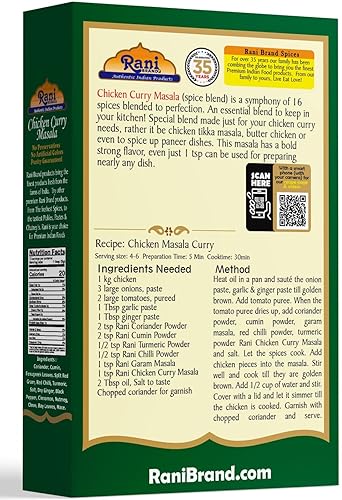 Miniatura 5 de Rani Masala de pollo al curry (mezcla india de 13 especias para pollo) 3.5 onzas (3.53 oz)  Todo natural  Vegano  Sin colores  Apto para gluten  Sin