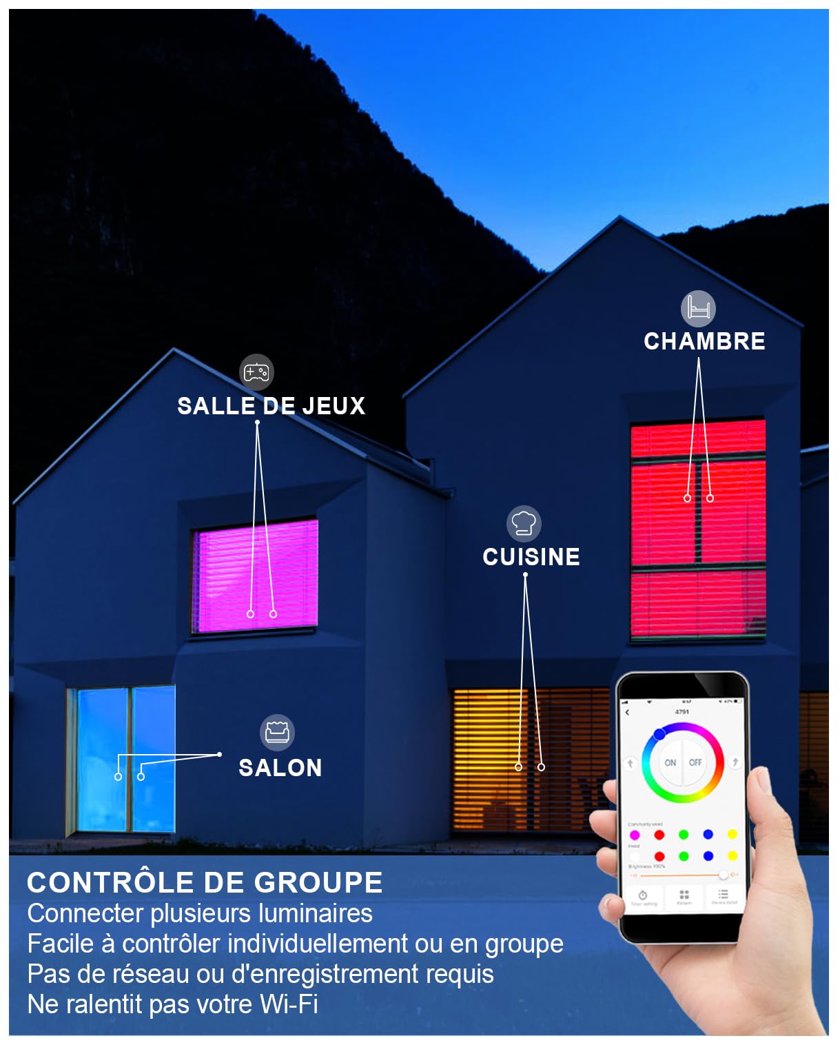 Spot LED Encastrable Dimmable Alexa, 6 x 10W RGB Smart Bluetooth Spot Encastrable LED Multicouleurs Blanc Chaud 2700K 1000LM, Des spot LED Extra Plat Pour de Nombreuses Scènes, Contrôle APP