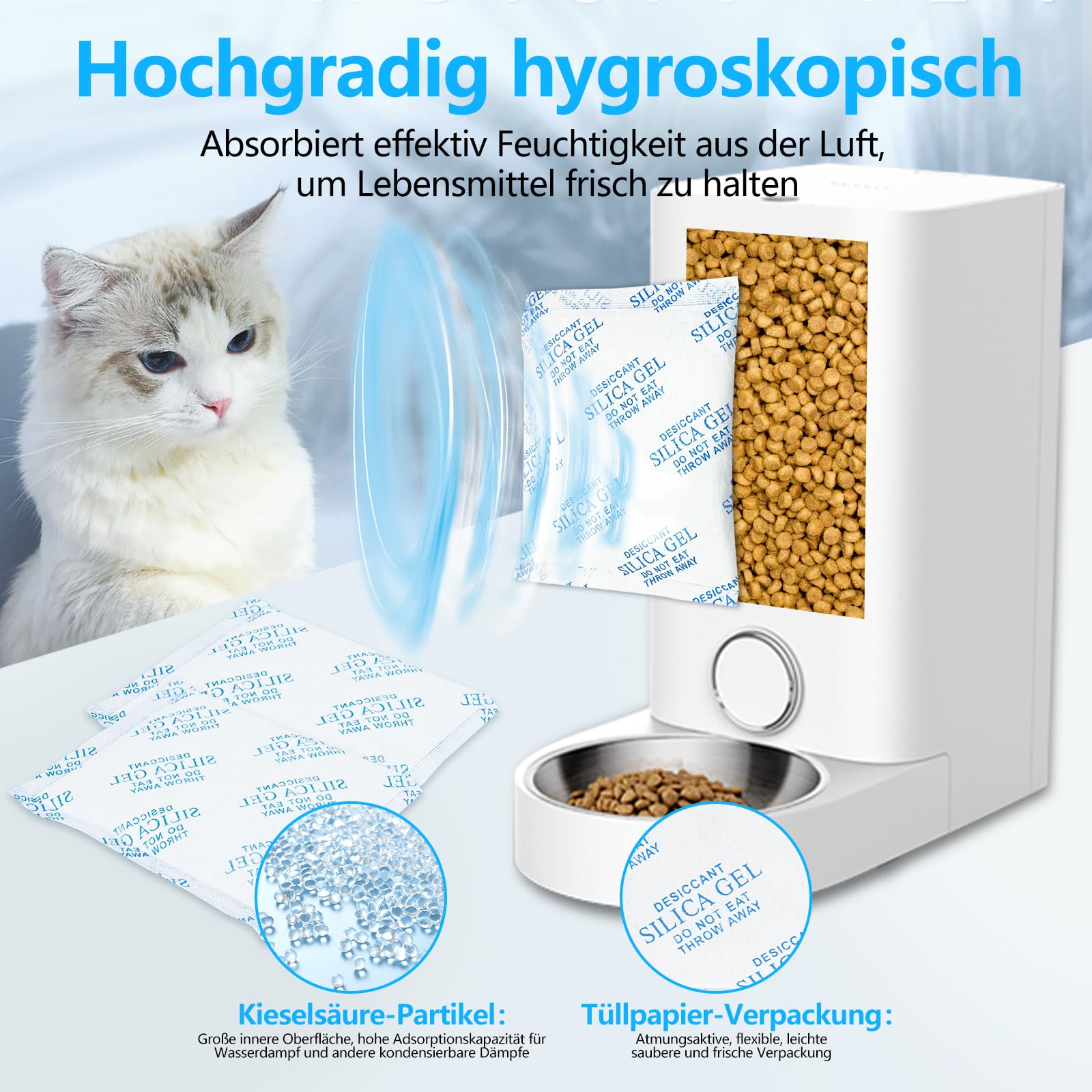 Haliya 5 pezzi essiccanti per Petkit 5 l mangiatoie, distributori di cibo per gatti e cani, adatti per molte scene