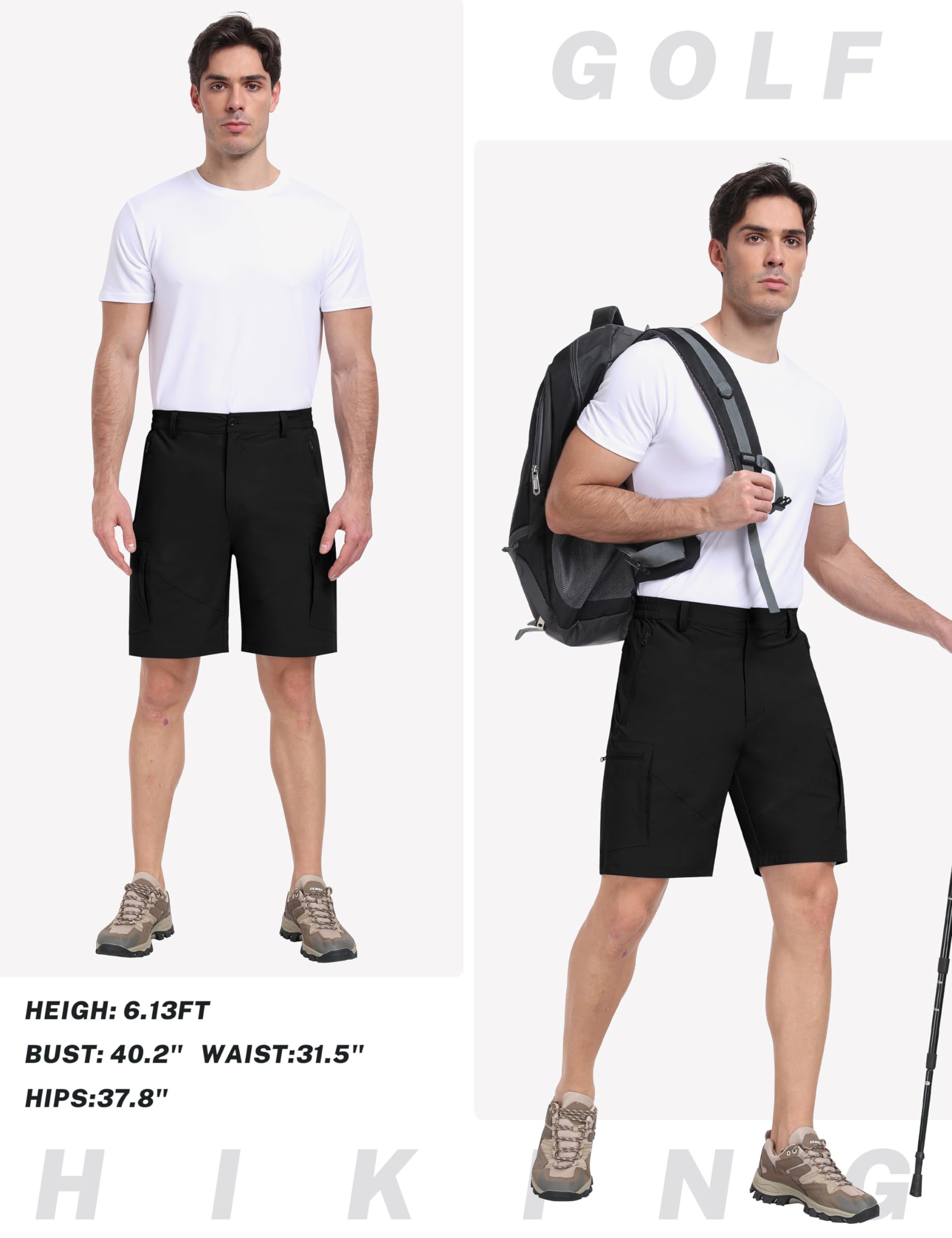 MoFiz Short Cargo Homme Short de Randonnée Pantalon Court de Sport Golf Léger Shorts Bermudas Séchage Rapide Extérieur Shorts de Trekking avec 5 Poches