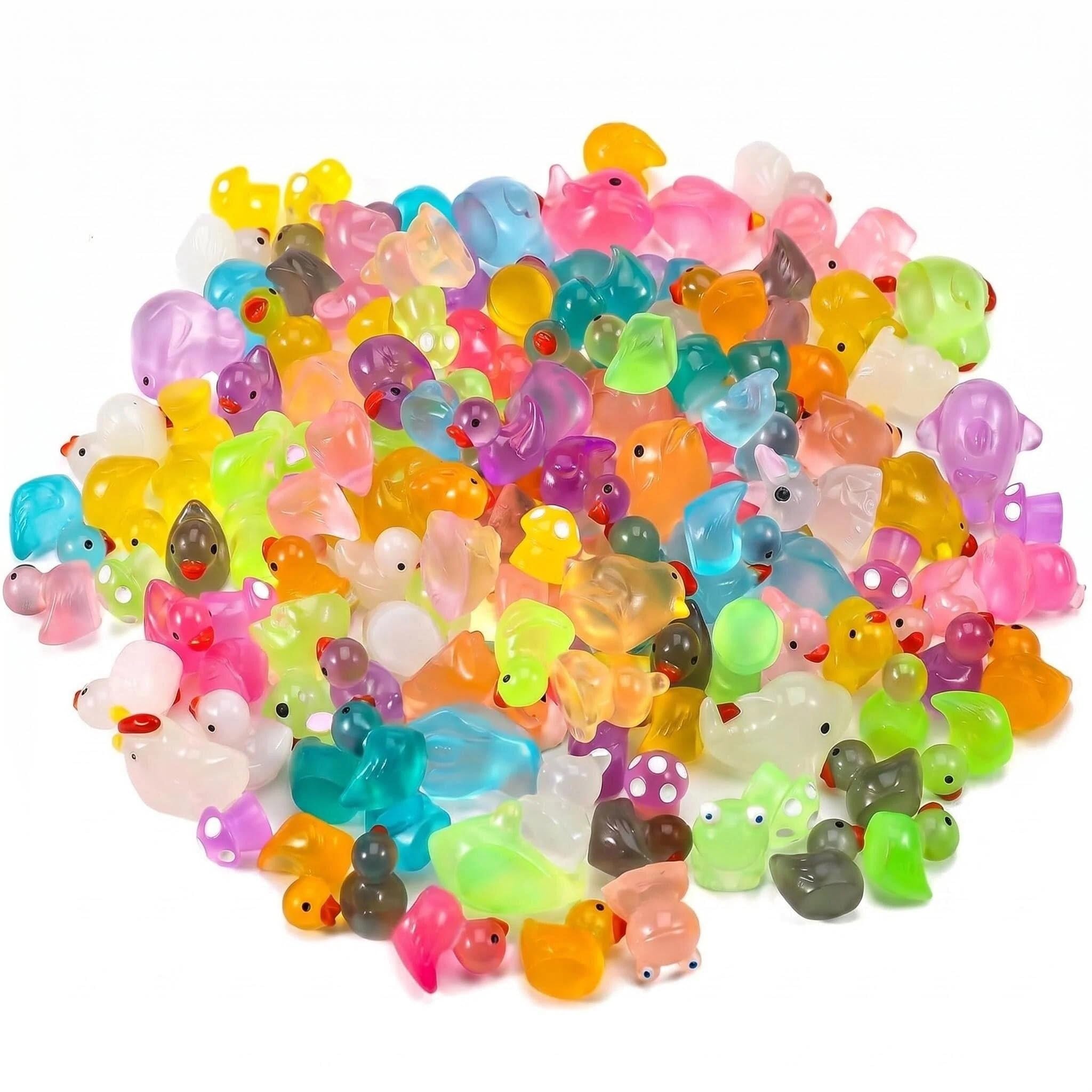 Comforso 80 Pcs Glow in Dark Resin Animals, Dozens of Animal Types Mini Figures, Charge in Light & Glow at Night for Fairy Garden, Aquarium, Dollhouse, Micro Landscape - Cute Mini Resin Animals Set