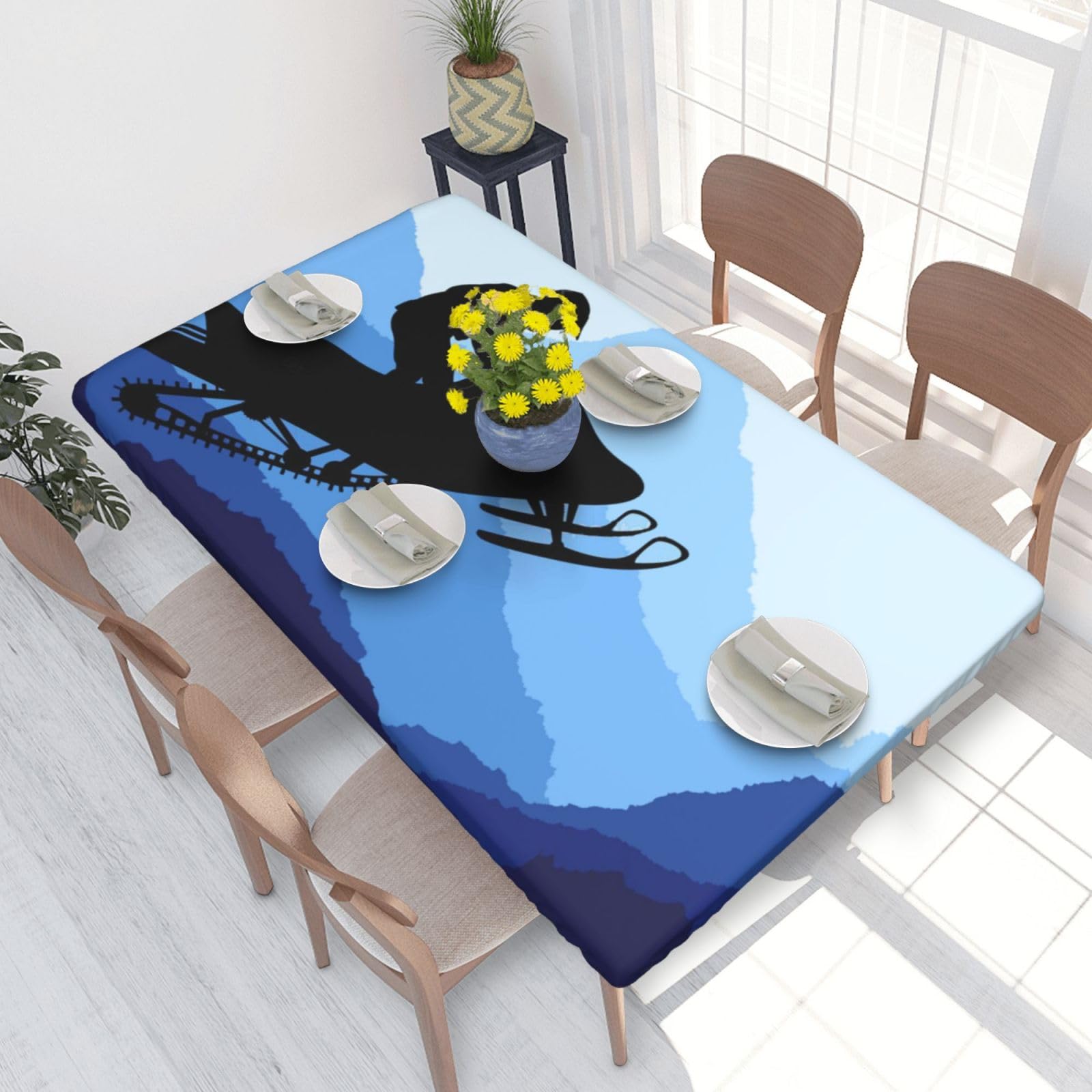 BNVSADC Snowmobile Printed 4FT Tablecloth 122x76 CM Polyester Kitchen Water Resistant Table Cloth Dining Table Decoration Table Covers