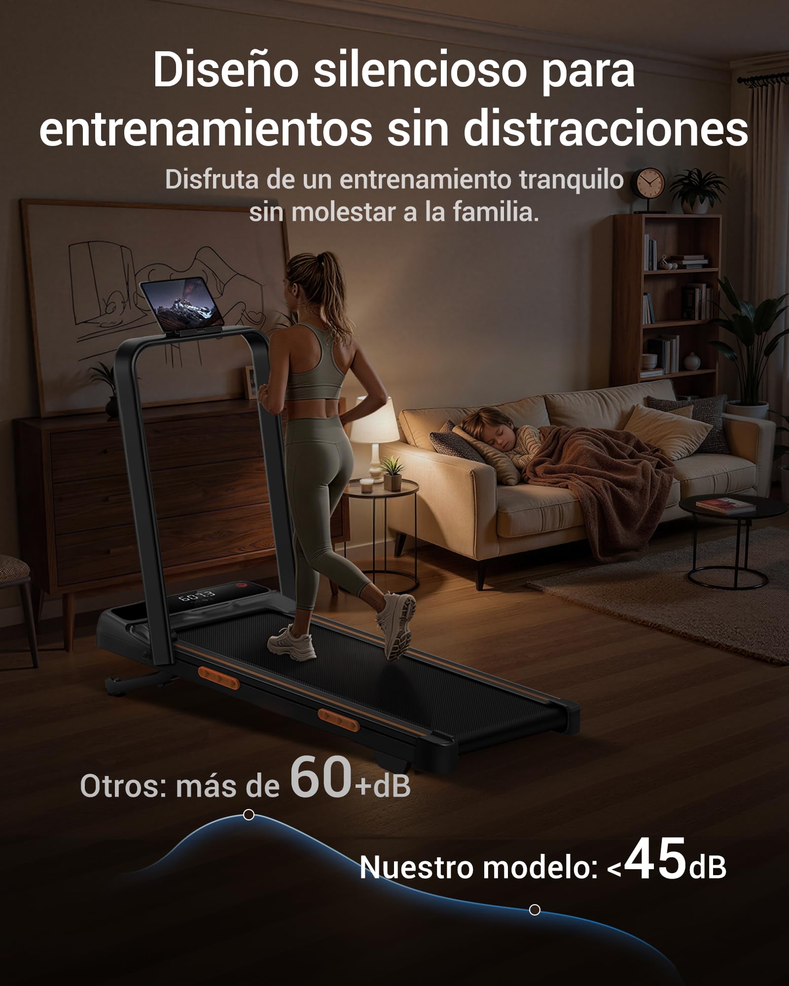 CURSOR Cinta de Correr Plegable Auto Inclinación 20%, Walking Pad, 12km/h | 1-12 km/h Cinta de Correr Compacta con Motor Silencioso de 3,0 HP y Pantalla LED, Capacidad Máxima 159 kg