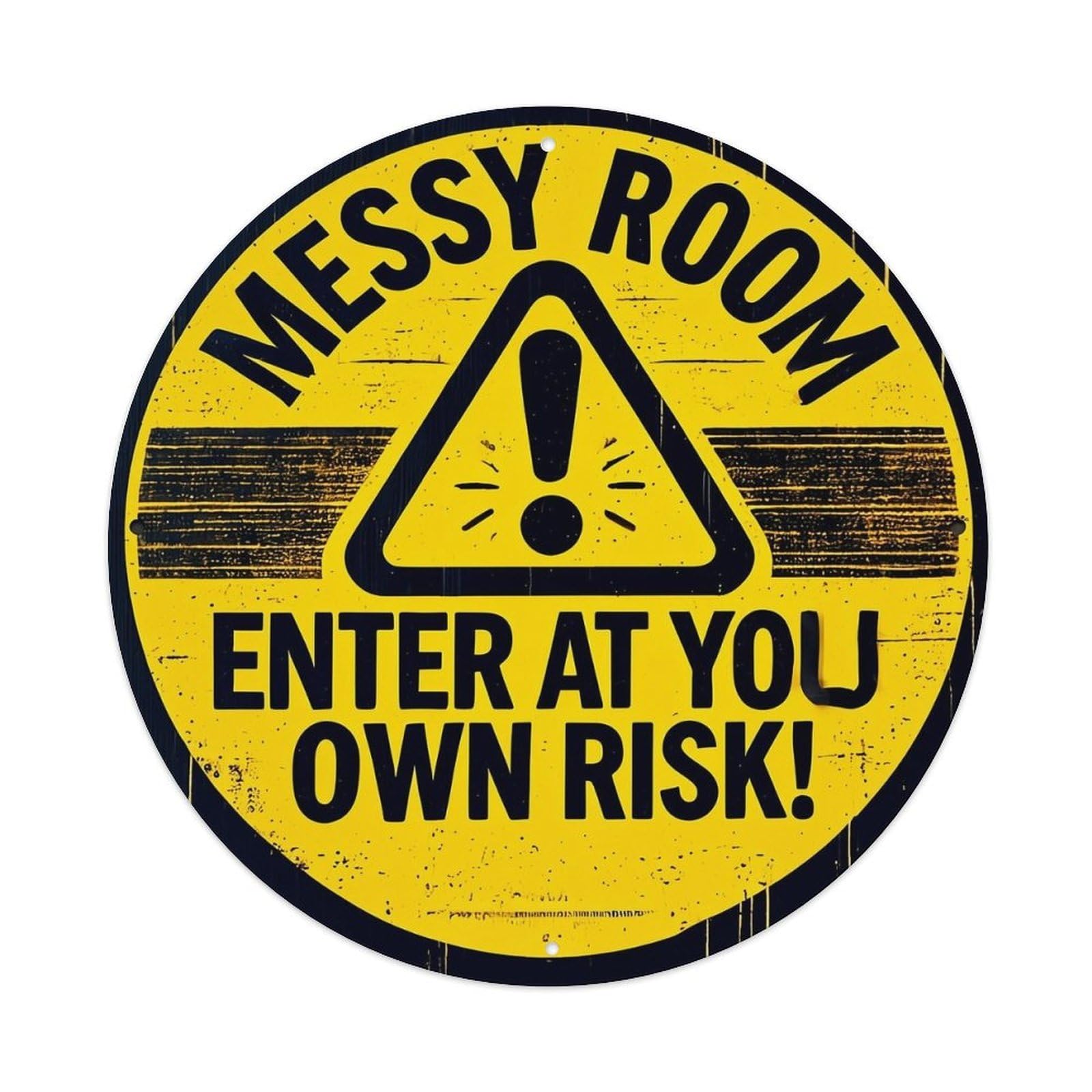 Jdyansheng Vintage Messy Room Warning Sign Design Tin Sign Metal Poster Metal Signs For Home Man Cave Bar Cafe Kitchen Laundry Room Wall Decorations 8X8 Inches