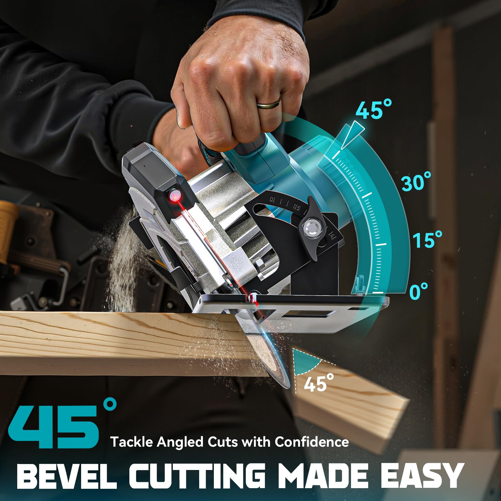LIVOWALNY Handkreissäge Kompatibel Mit Makita Akku 18v, 66mm Akku-Kreissäge mit Ø165 x Ø20 mm Sägeblatt, werkzeuglose Einstellung bei Schnitttiefe + Neigungswinkel (ohne Akku)