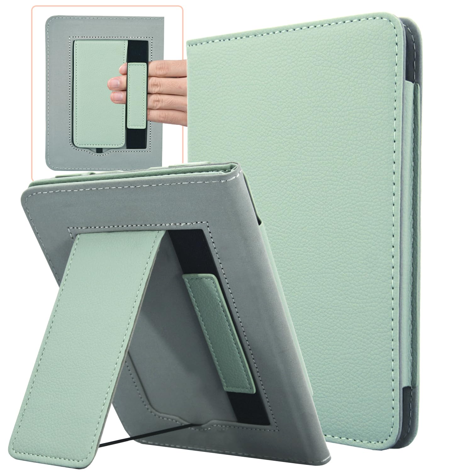 Funda con soporte para Kindle Paperwhite de 7 pulgadas, 12.ª generación 2024 / Kindle Colorsoft Signature Edition, piel sintética de alta calidad, funda ligera segura al agua con función de encendido