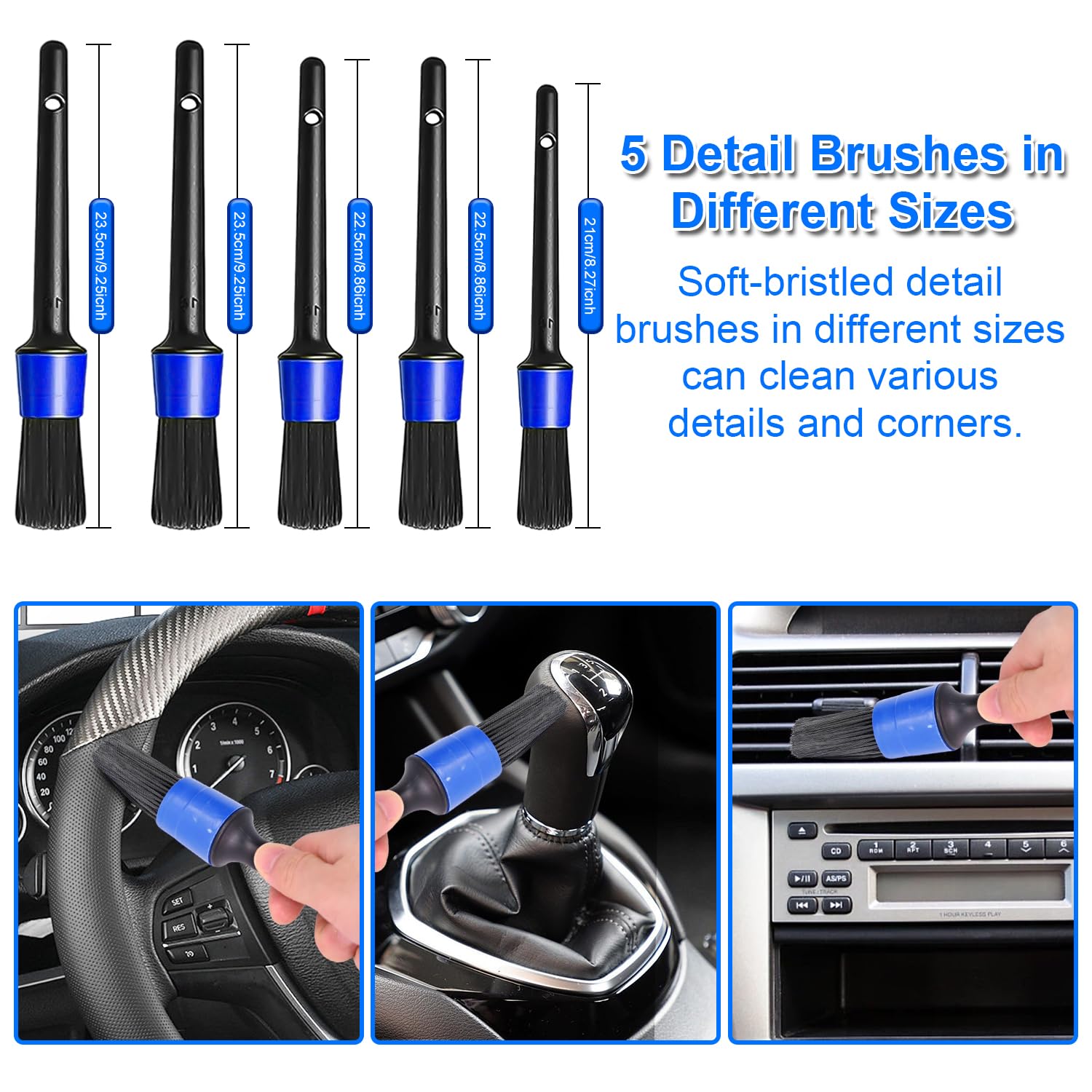 36 Pièces Kit Nettoyage Voiture,Kit de Brosse Nettoyage Voiture pour l'intérieur et l'extérieur, Car details Brush car Wast set, kit de Nettoyage de voiture pour Fentes de Ventilation,Roues,Surfaces