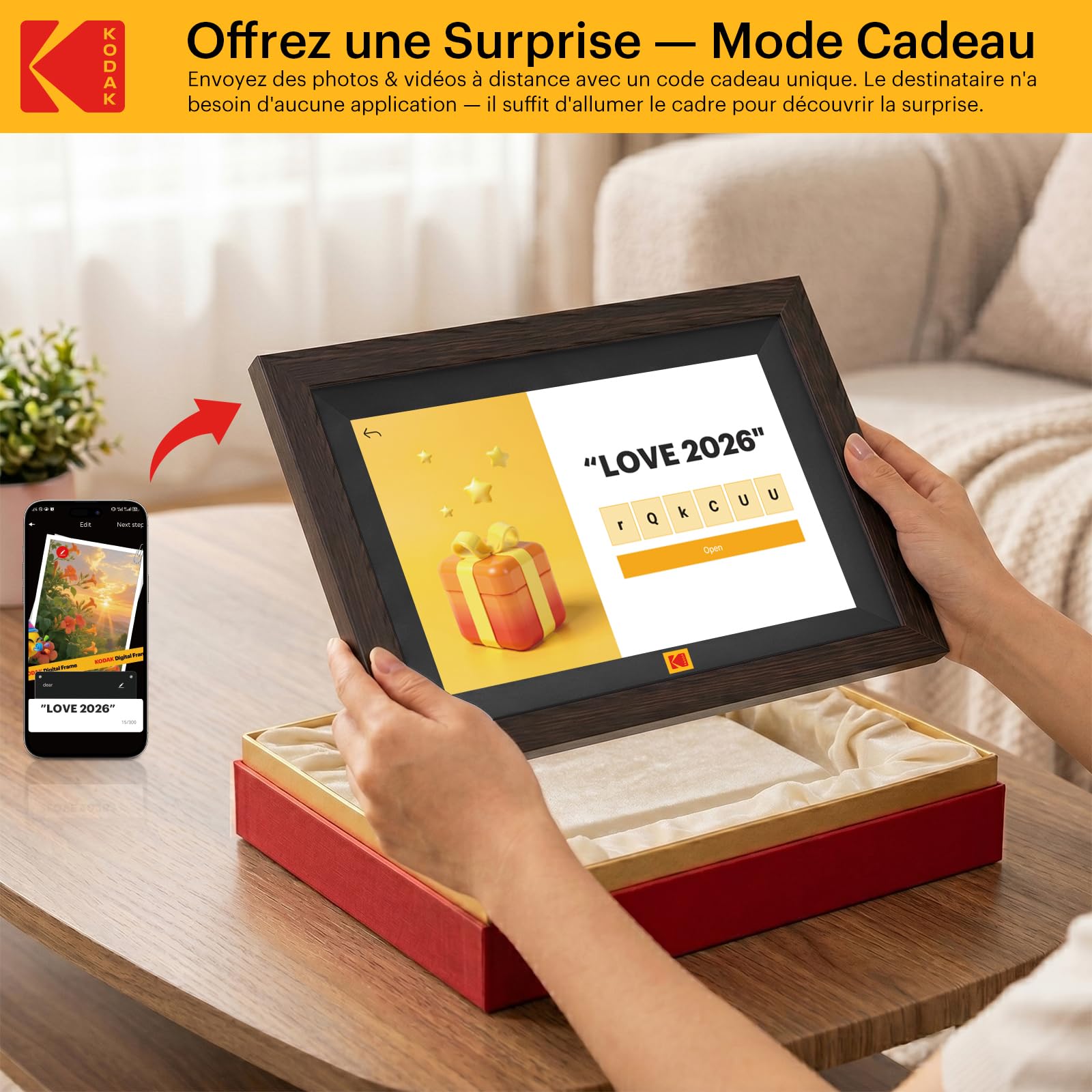 KODAK 10,1 Pouces Cadre Photo Numérique WiFi 32GB IPS Tactile Mode Cadeau