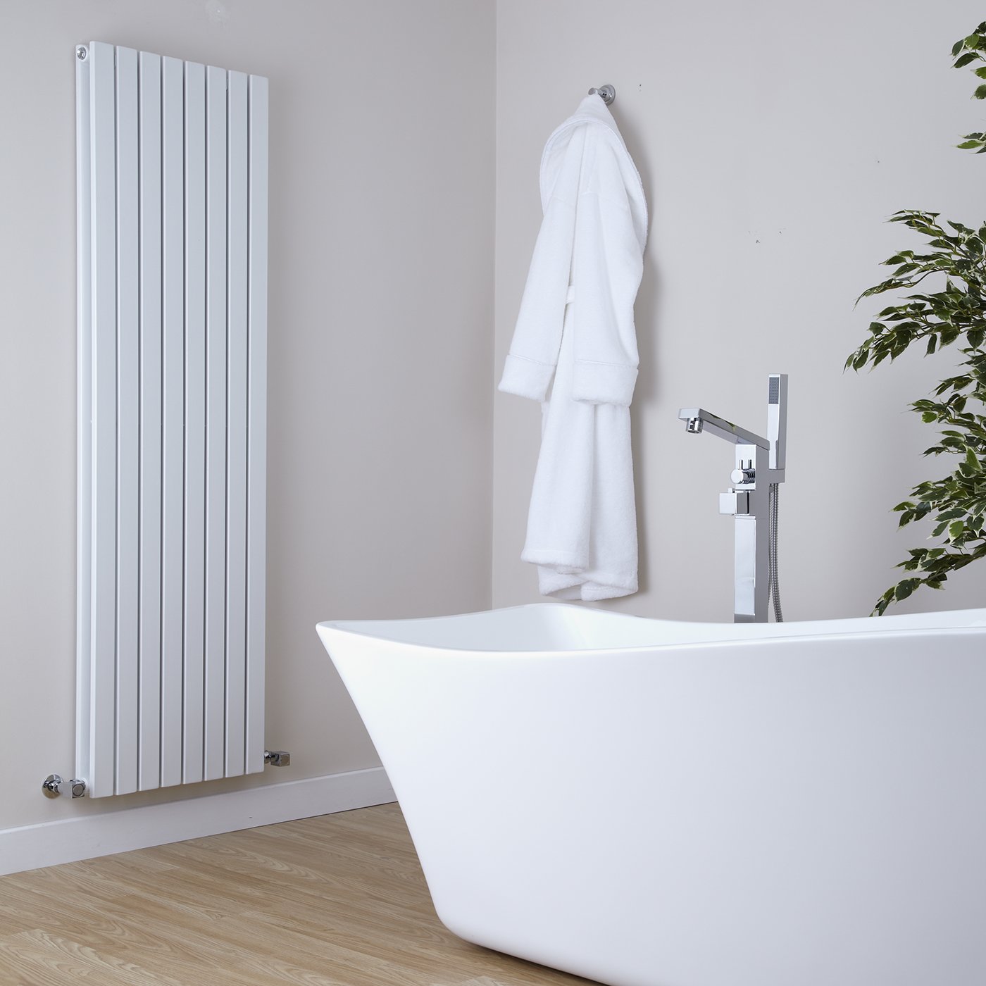 Milano White Capri Vertical Double Flat Panel Radiator - 1600Mm X 472Mm