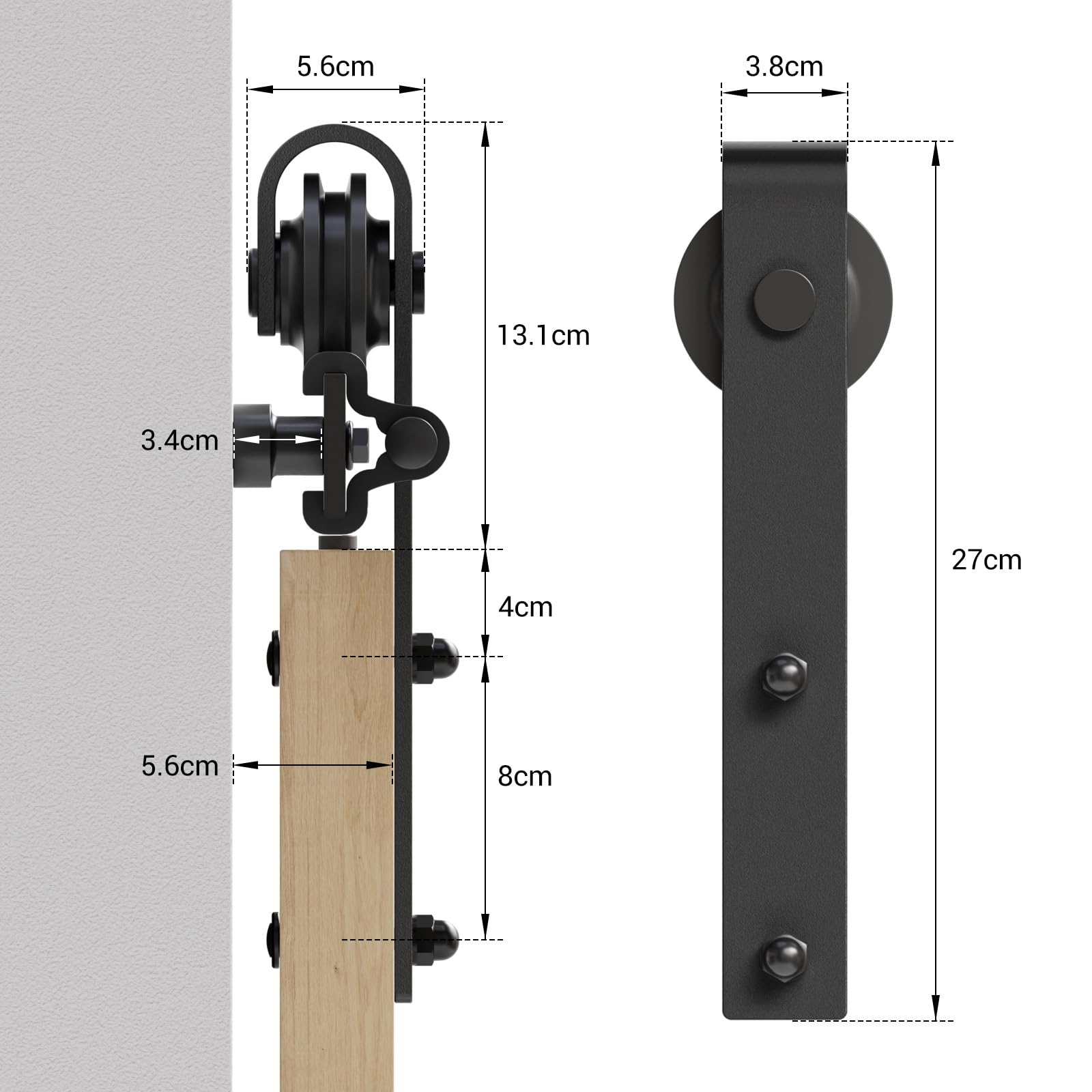 CCJH Schuifdeursysteem Dubbele Deur Schuifdeur Systeem Spaakwiel (9.6FT)292cm Railsysteem Loftdeur Systeem Rail Systeem Voor Hang Twee Deuren Op
