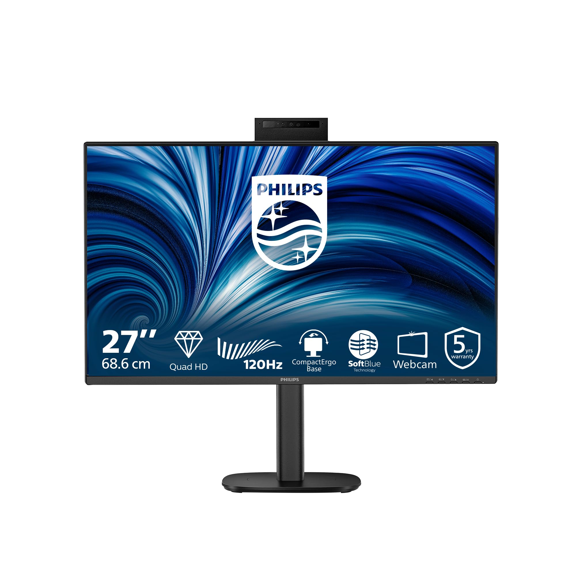 Philips 27B2N3500 Monitor 27 Pulgadas 120Hz Panel IPS, 4ms GtG, Altavoces, Altura Ajustable, (2560x1440 HDMI 2X 2.1 TMDS DP 1x 1.2) Negro